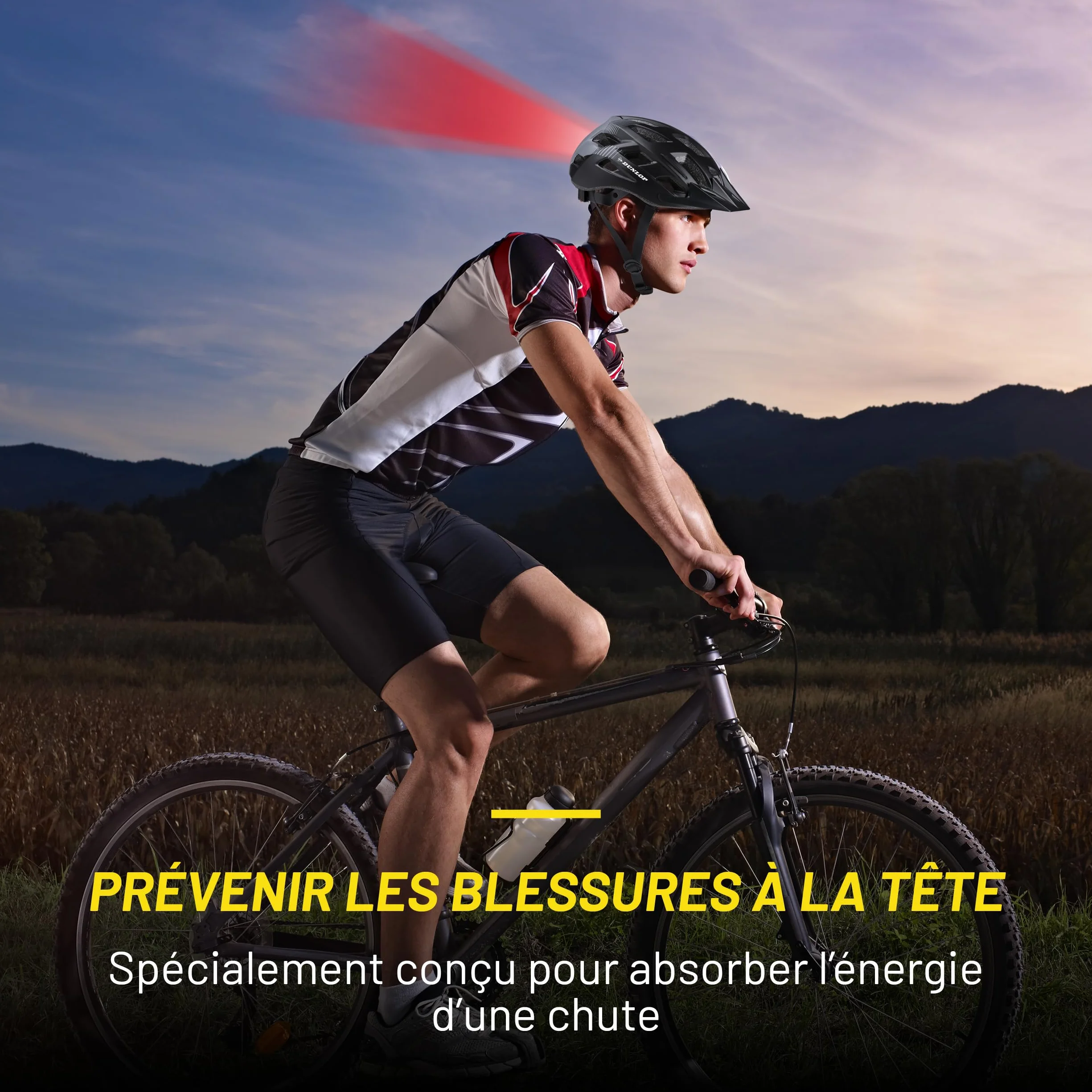 Casque Vélo Lumière LED Réglable 55-58 CM Noir