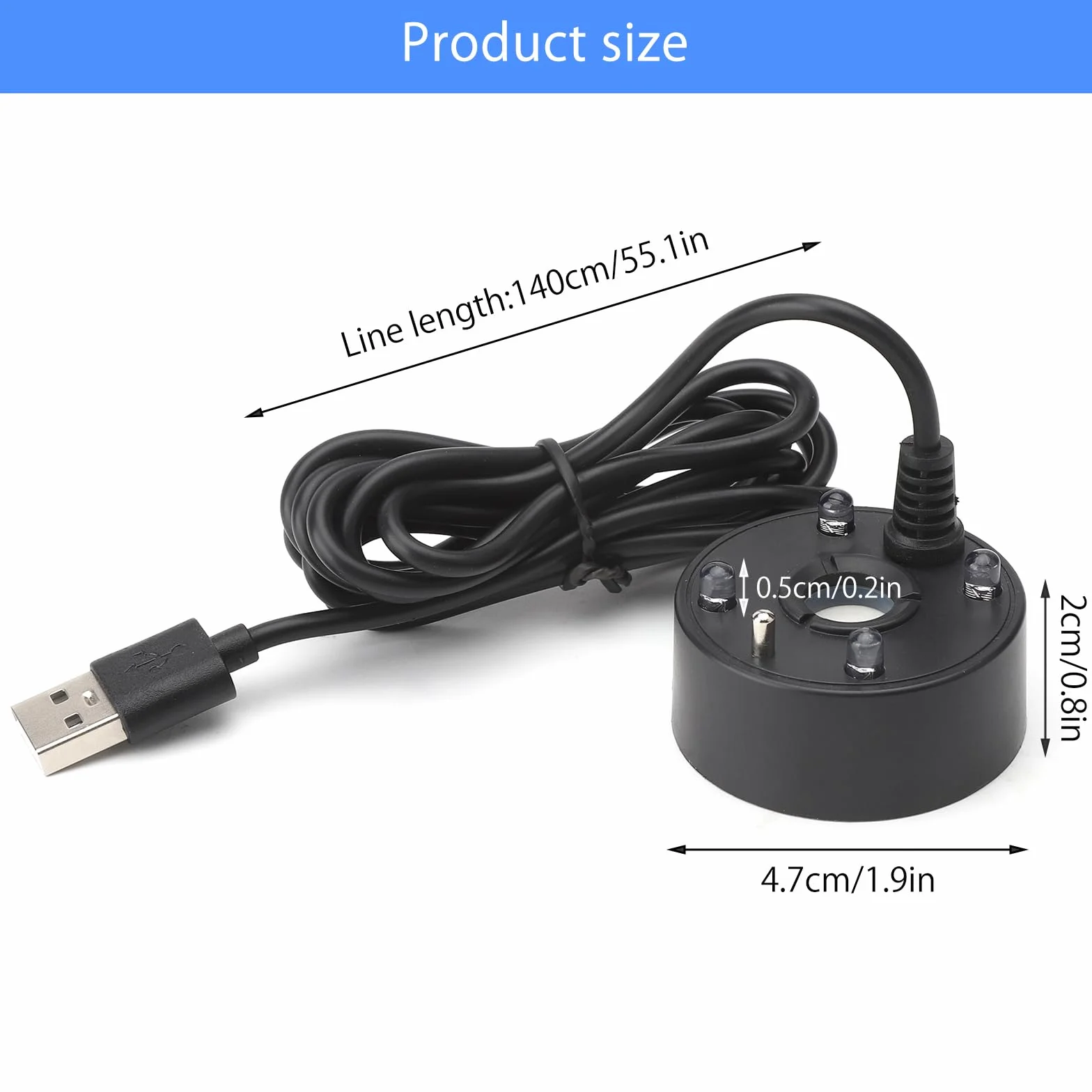 Brumisateur à Ultrasons LED USB avec Protection Contre Le Manque d'eau pour Fontaine d'étang