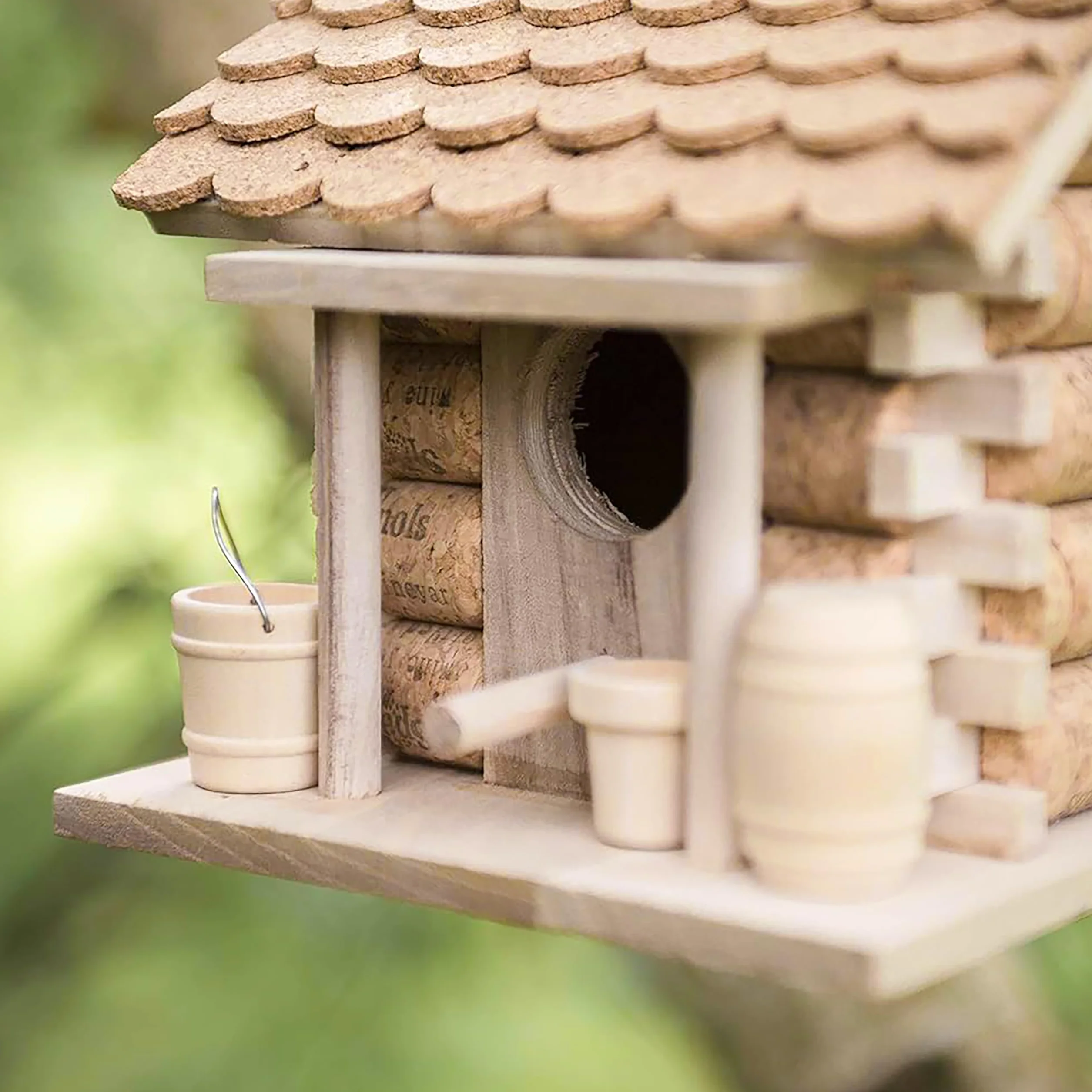 Garden Mile Maison Oiseaux Exterieur en liège et en Bois à Suspendre pour Jardin décoration nichoirs Oiseaux Sauvages