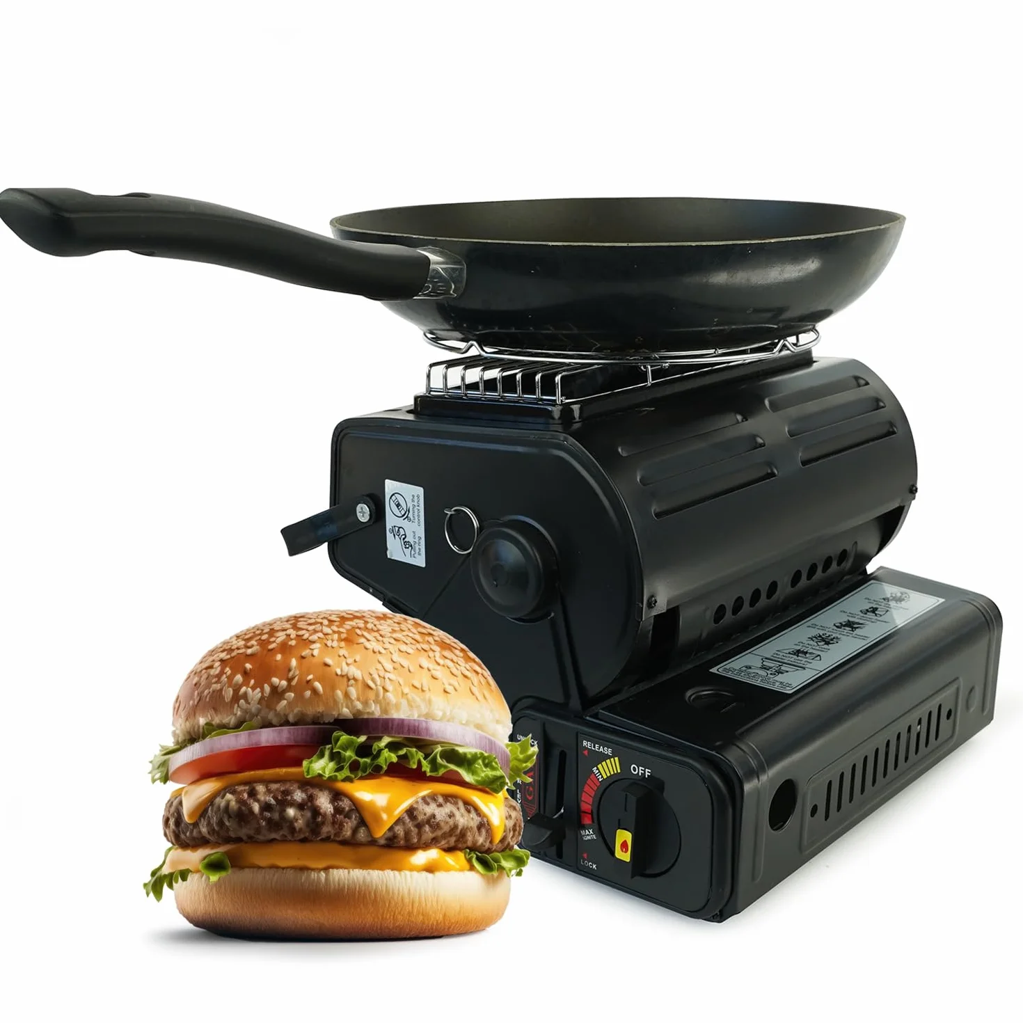 Chauffage à gaz portable réglable avec 4 cartouches de gaz pour terrasse