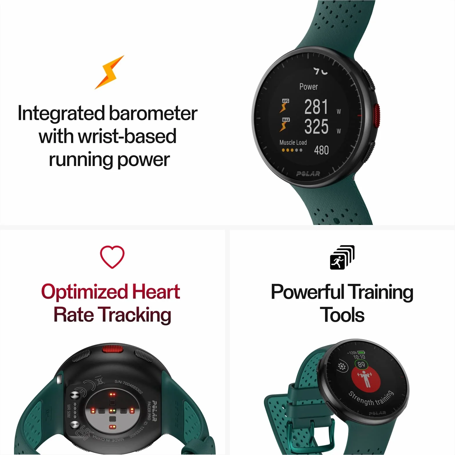 Polar Pacer Pro GPS-Sportuhr mit Fahrradhalterung, Pulsuhr, Activity Tracker