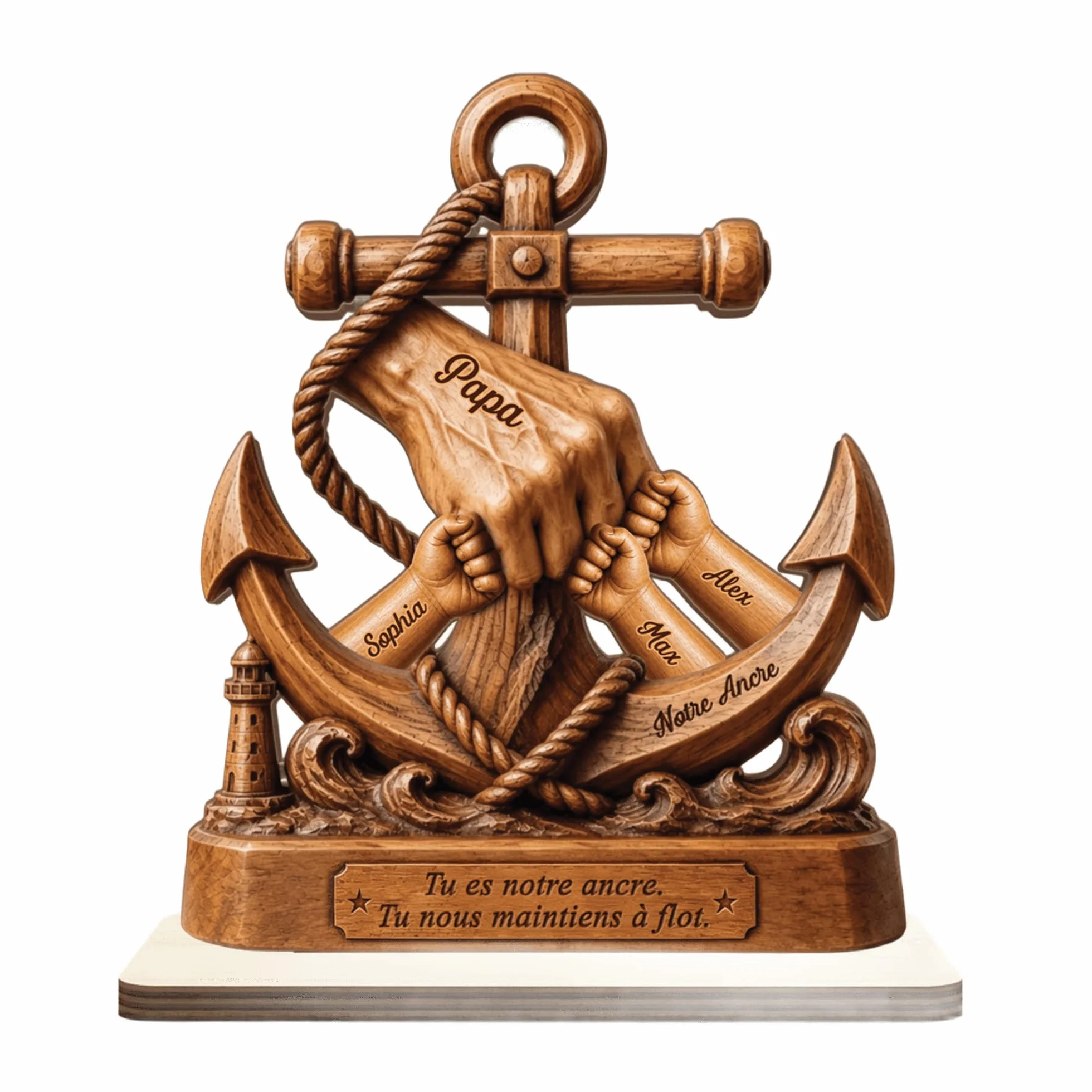 Plaque en Bois Personnalisée avec Support Plat - Cadeau Fête des Pères, Cadre Papa Papy