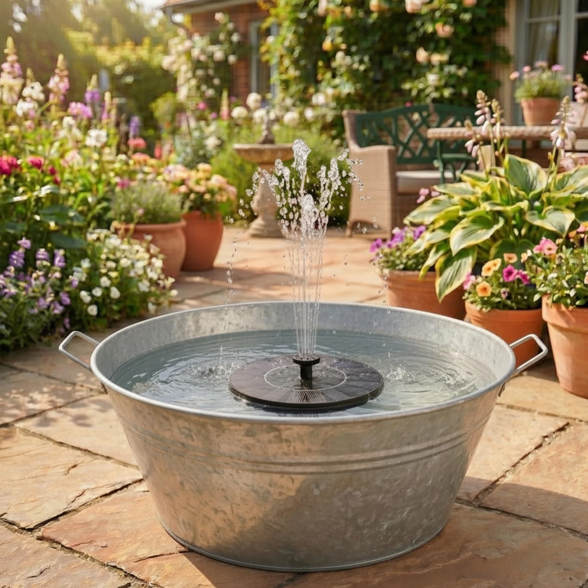 Kit de fontaine solaire pour l'extérieur 50 cm coque en métal de zinc fontaine de jardin
