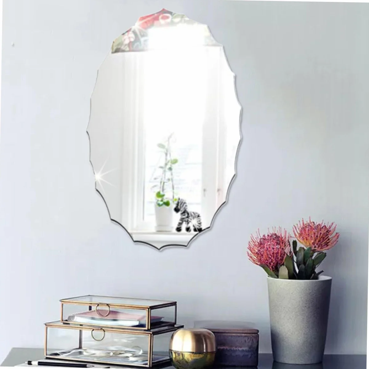Cabilock Miroir Autocollant Oval Sticker Miroir pour Salle De Bain Décoration Murale