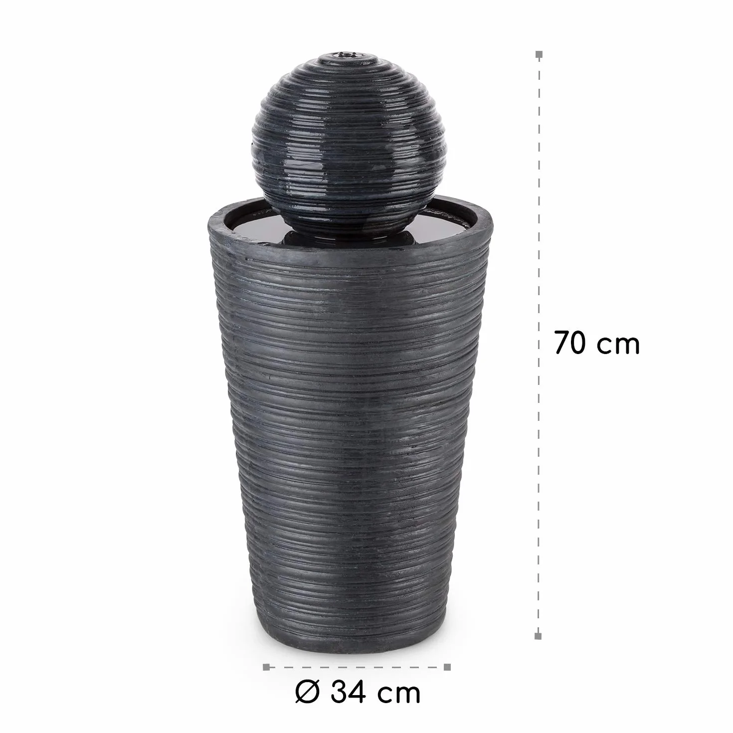 Blumfeldt Liquitorre XL Fontaine Solaire de Jardin Pompe 200 l/h IPX8 Panneau Solaire 2W 300 cm² Batterie 3,7 V 2 Ah Polyrésine
