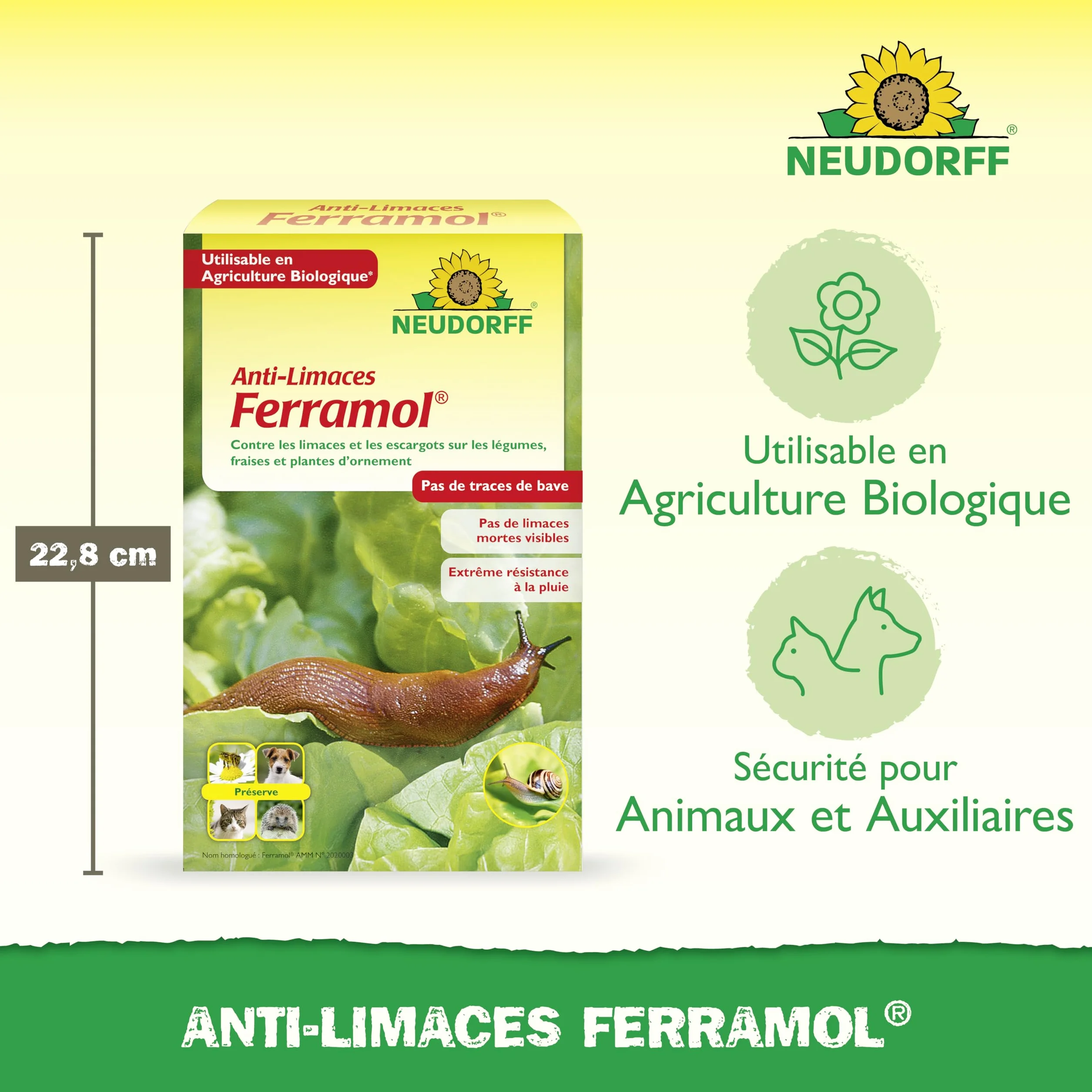 Neudorff Anti-Limaces Ferramol 1 kg Pellets contre limaces et escargots 200 m²