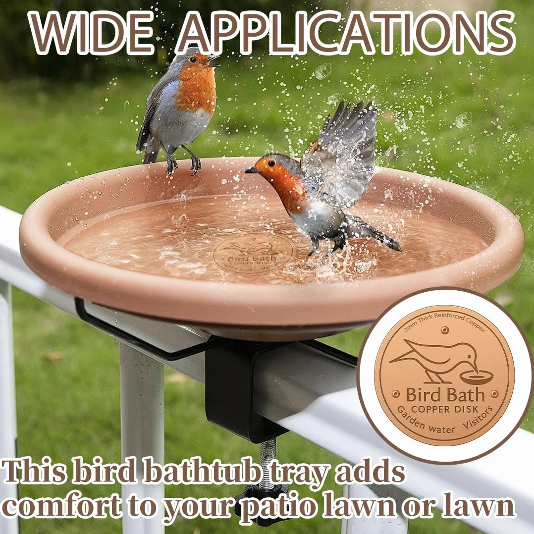 Disque De Purification Cuivre Rouge pour Bain d'oiseaux, Nettoyeur De Bassin pour Oiseaux, Accessoires