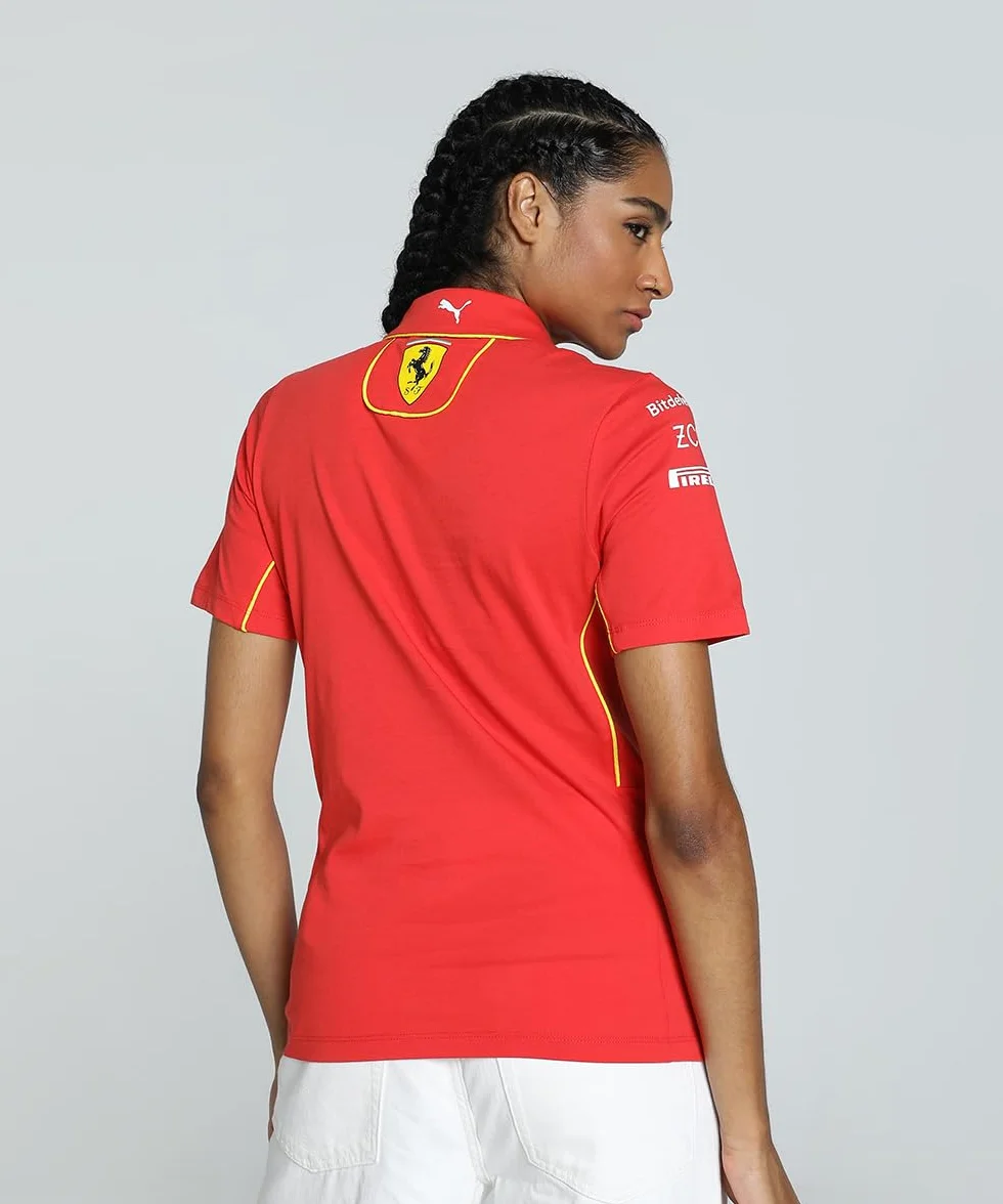PUMA Polo d'équipe Scuderia Ferrari 2024 pour Femmes - Rouge Brûlé