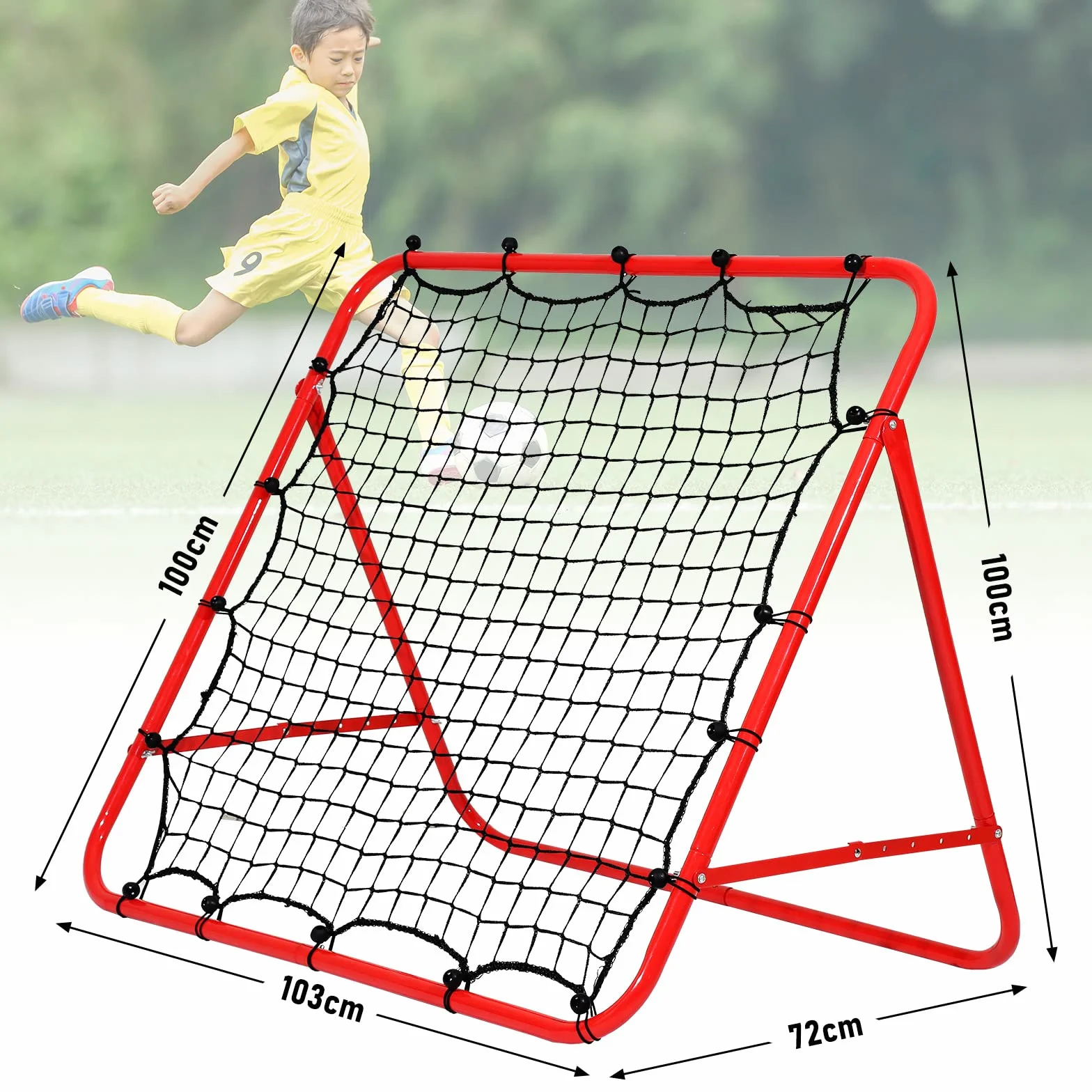 Jopassy Filet de rebond de football - Kickback pliable - Filet de rebond pour l'entraînement - Tube en métal/tissu PE - Pour basket-ball