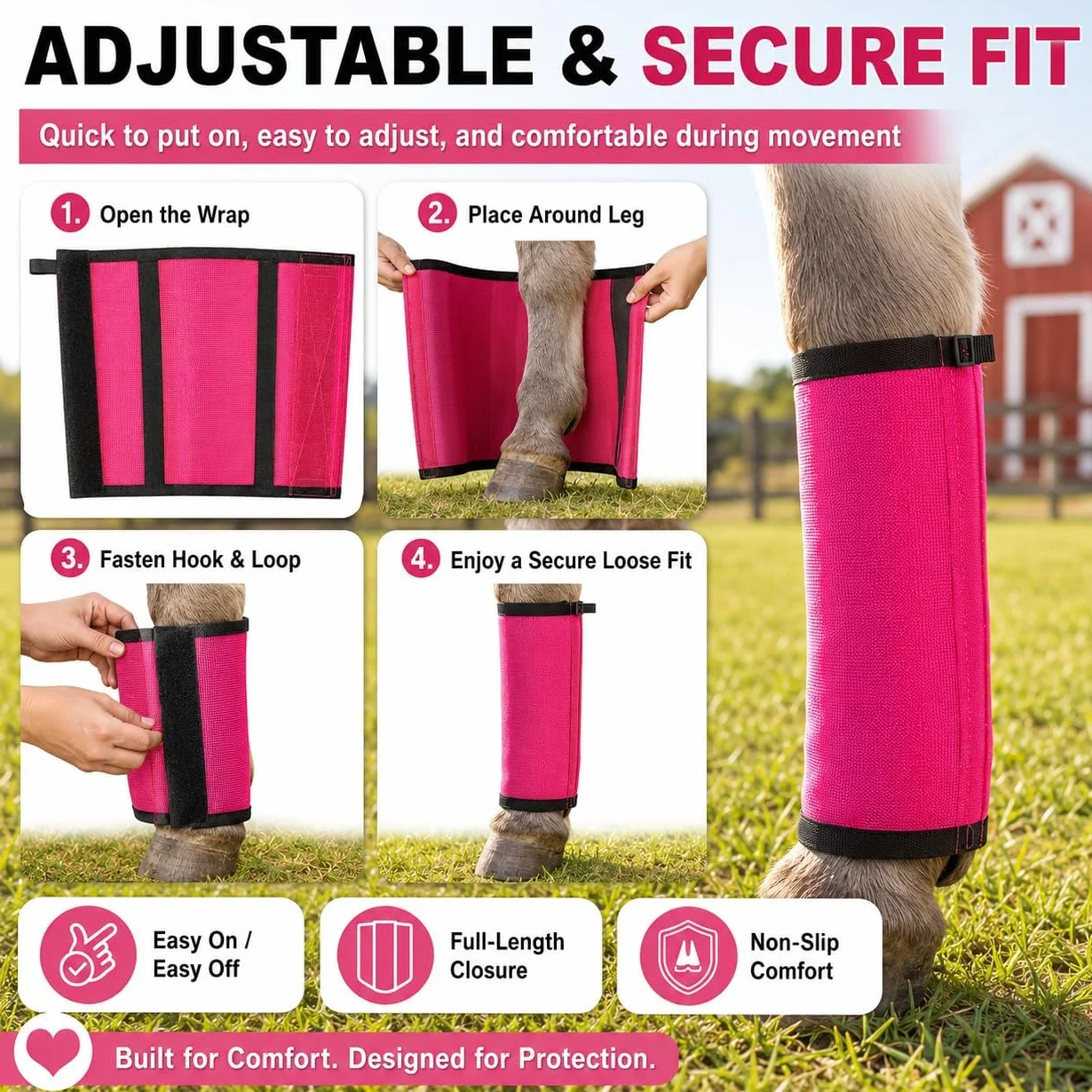 Bottes Anti-Mouches pour Ânes Miniatures Lot De 4 Protection Intégrale Membres Antidérapantes Ajustables