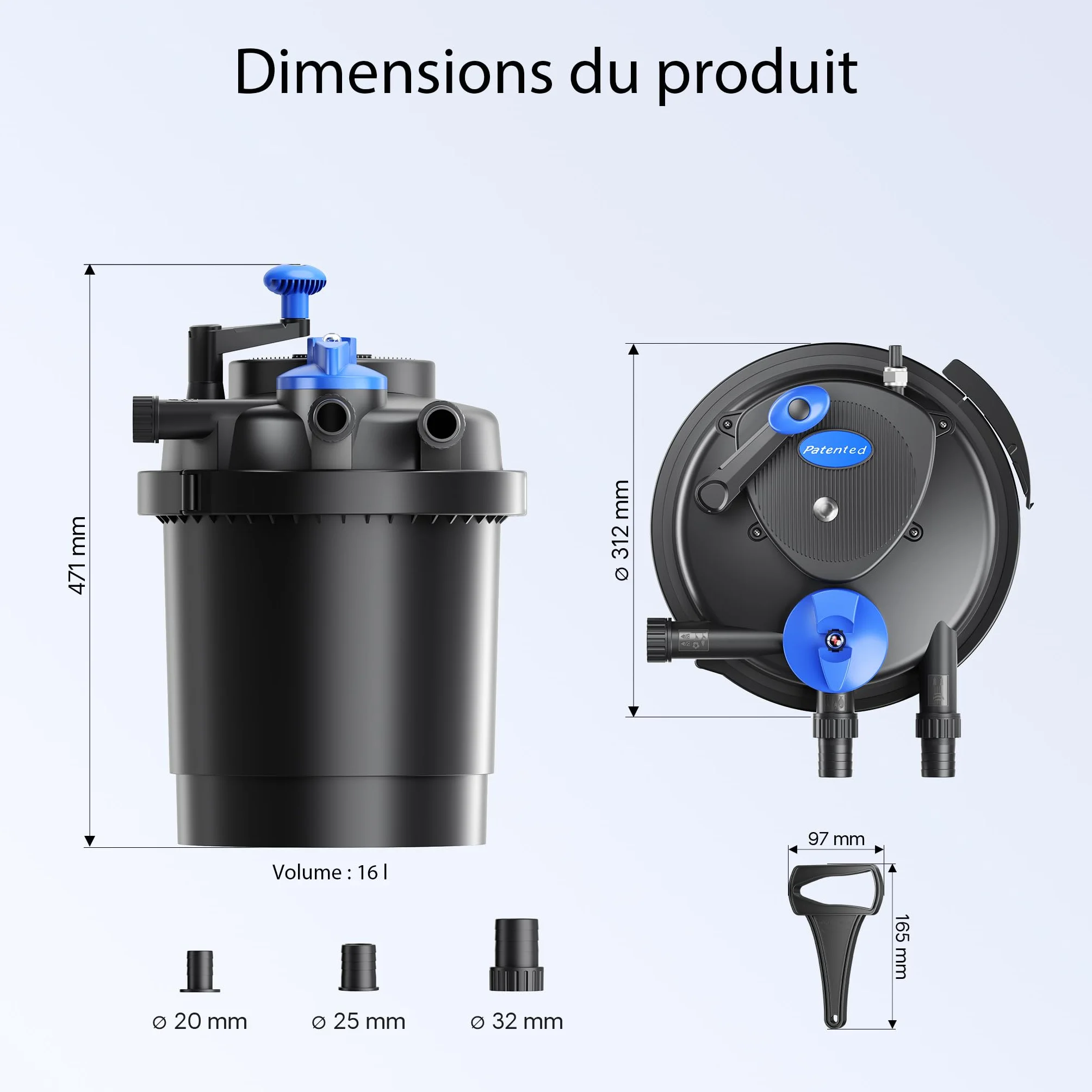SunSun CPF-2500 Filtre de Bassin à Pression UVC 11 W 6000 l/h