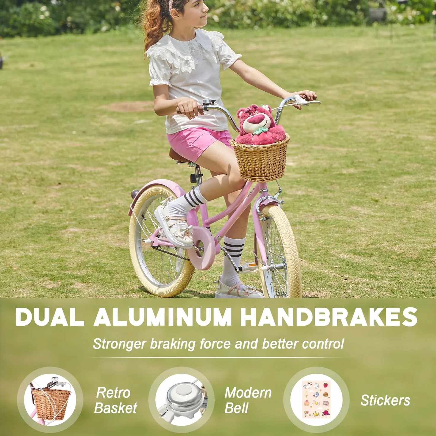 Glerc Missy Vélo de Ville Hybride 20" 24" 26" 6 Vitesses pour Jeunes Filles de Plus de 8 Ans avec Panier en Osier et léger, Plusieurs Couleurs