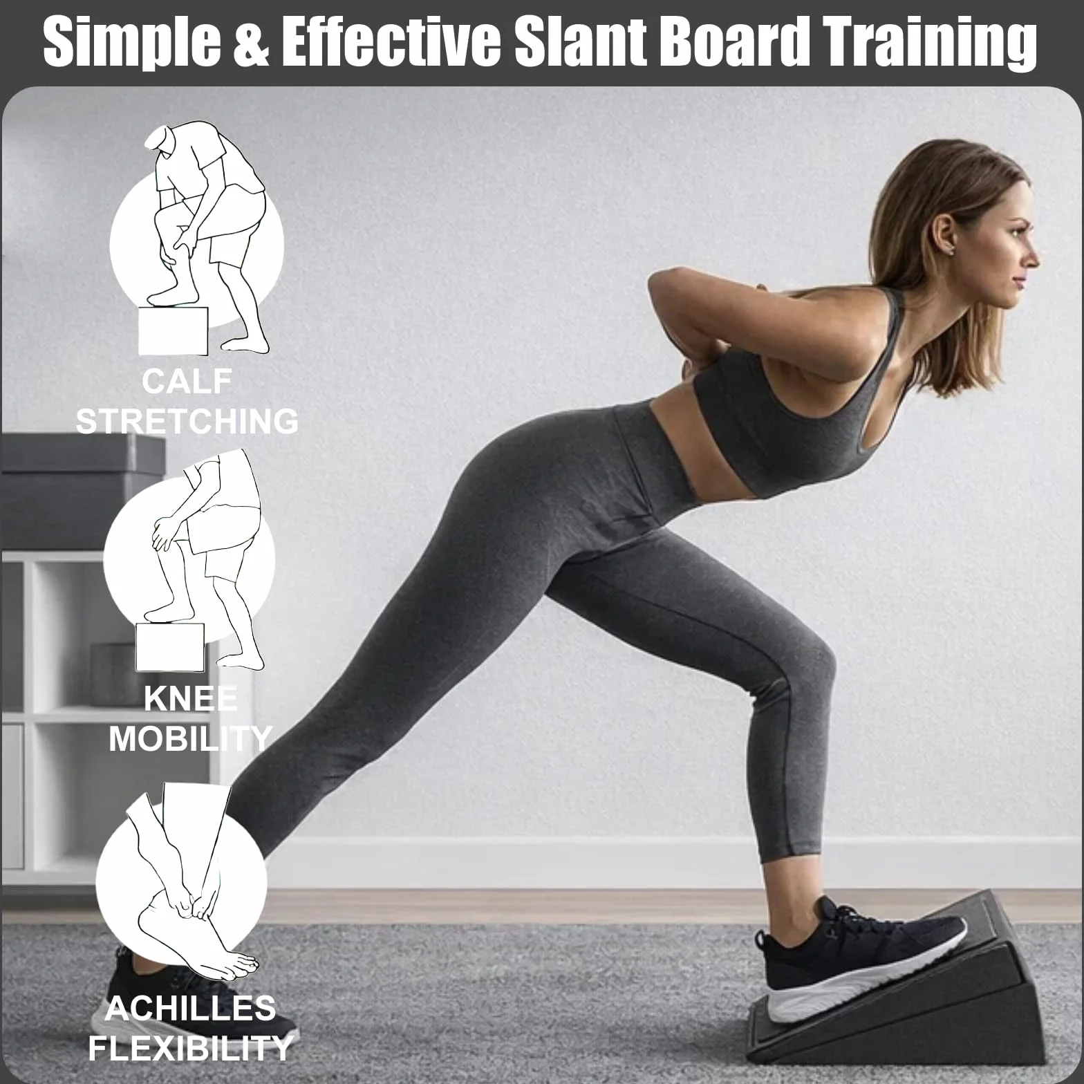 Lot de 3 Planches Inclinée Étirement Réglable Jambes Slant Board Fitness Squat