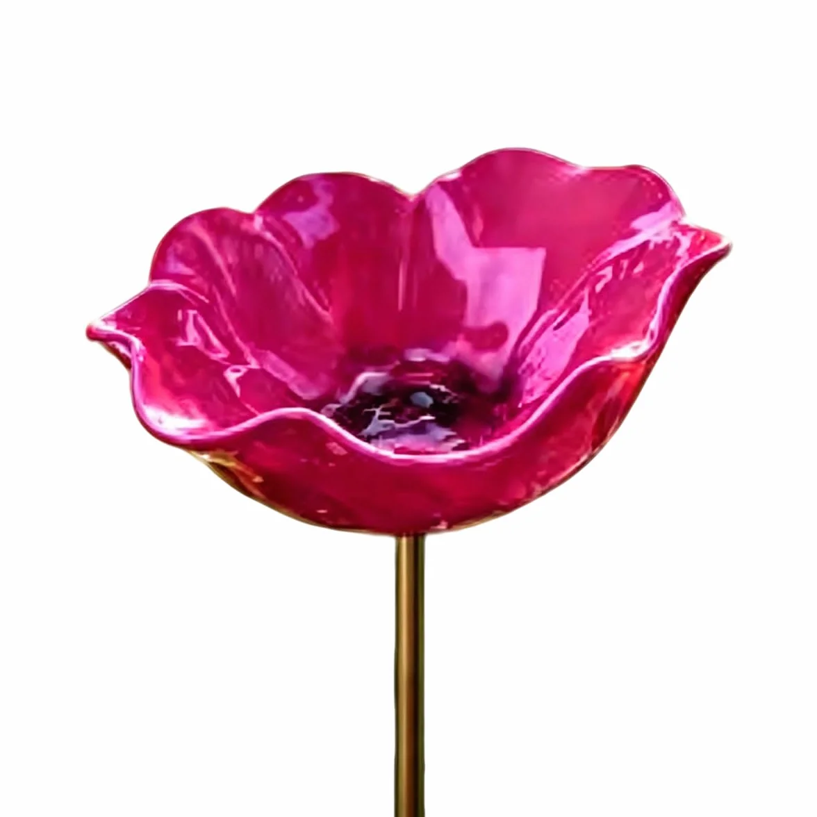Jardinière de Jardin en Métal Faite à la Main, Bassin pour Oiseaux et Fleurs d'Extérieur, Décoration pour Pelouse, Cour et Jardin (Rose Rouge)