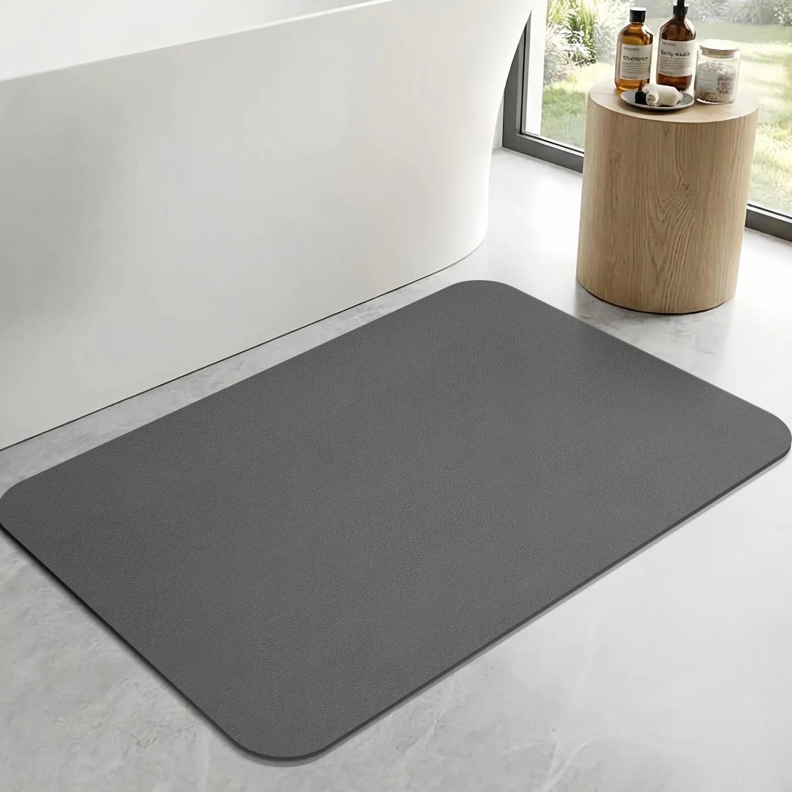Tapis de Bain Antidérapant Absorbant Séchage Rapide Sortie de Douche Gris Foncé 40x60cm