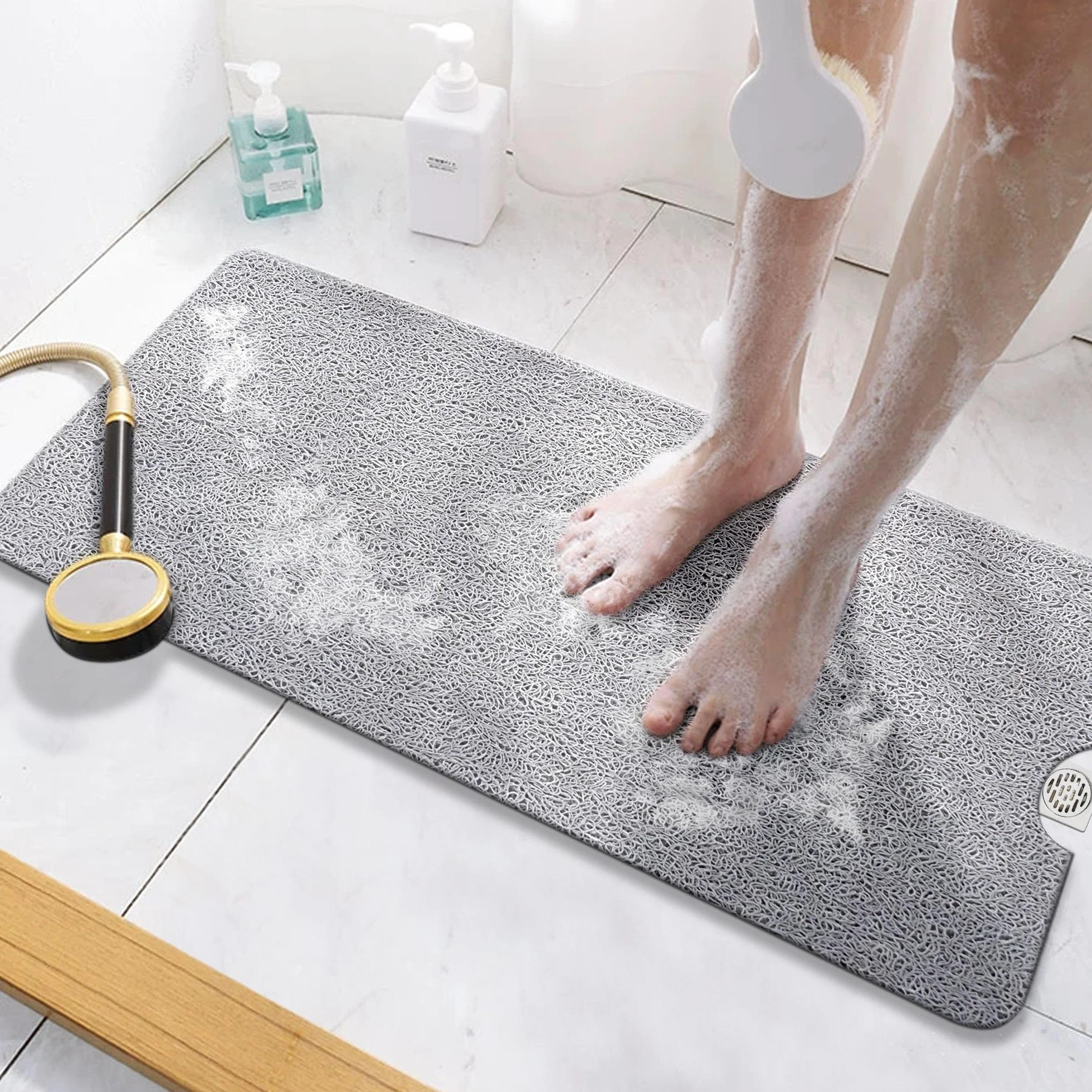 HITSLAM Tapis de Baignoire Antidérapant 100x40cm, Gris