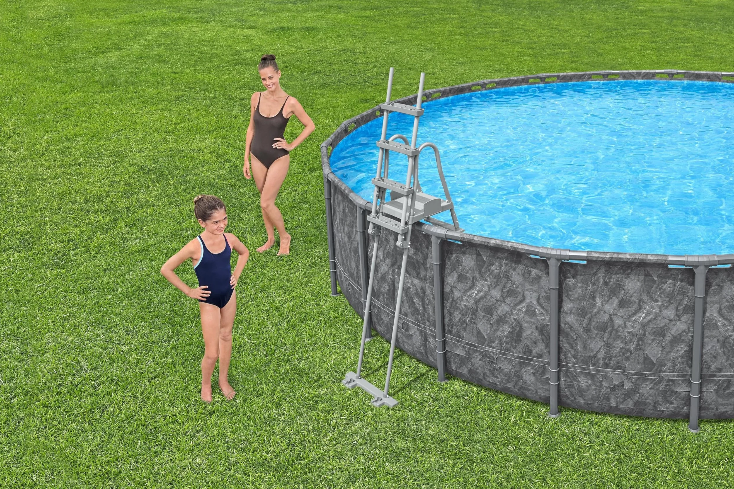 Bestway APX 365-549 cm x 549 cm x 132 cm Kit Piscine Hors Sol Ronde Gris foncé