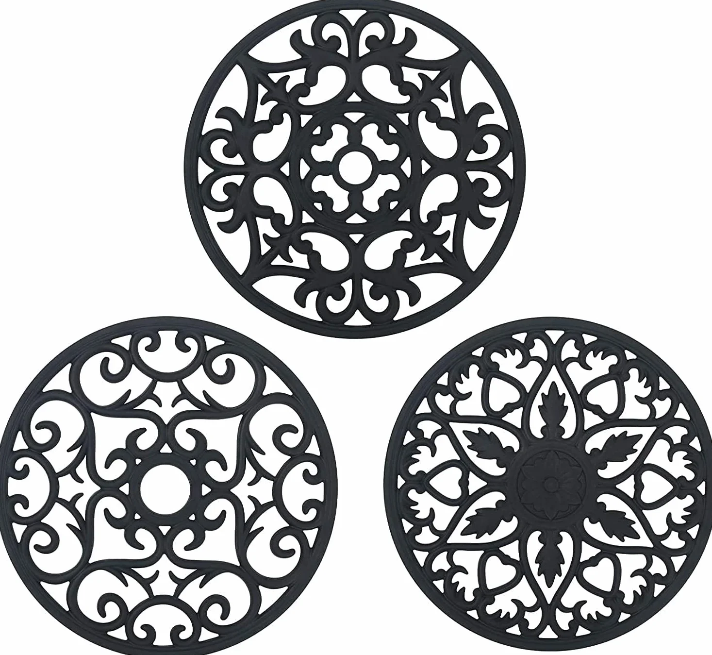 3PCS Tapis de Table Silicone Anti-dérapant Anti-Chaleur 250°C Multifonction Repose-cuillère Dessous de Plat