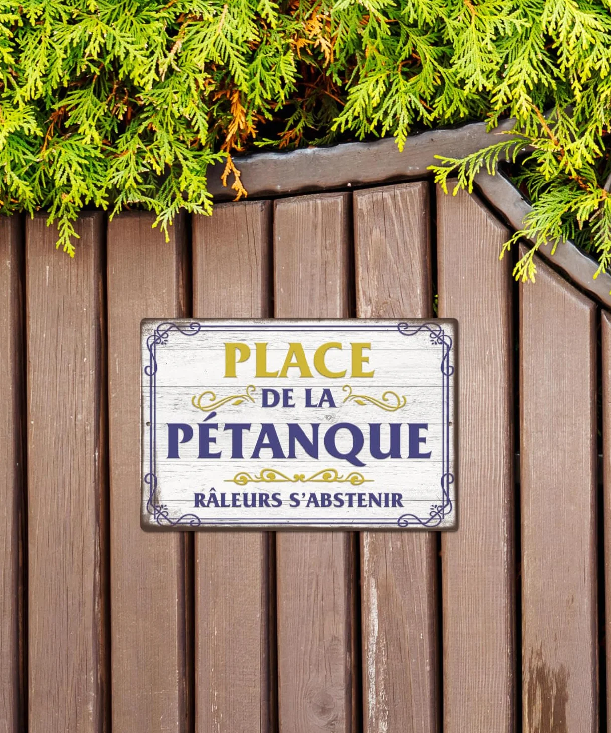 Plaque Métallique Place de la Pétanque 30x20 cm Panneau Vintage Aluminium Jardin Terrasse
