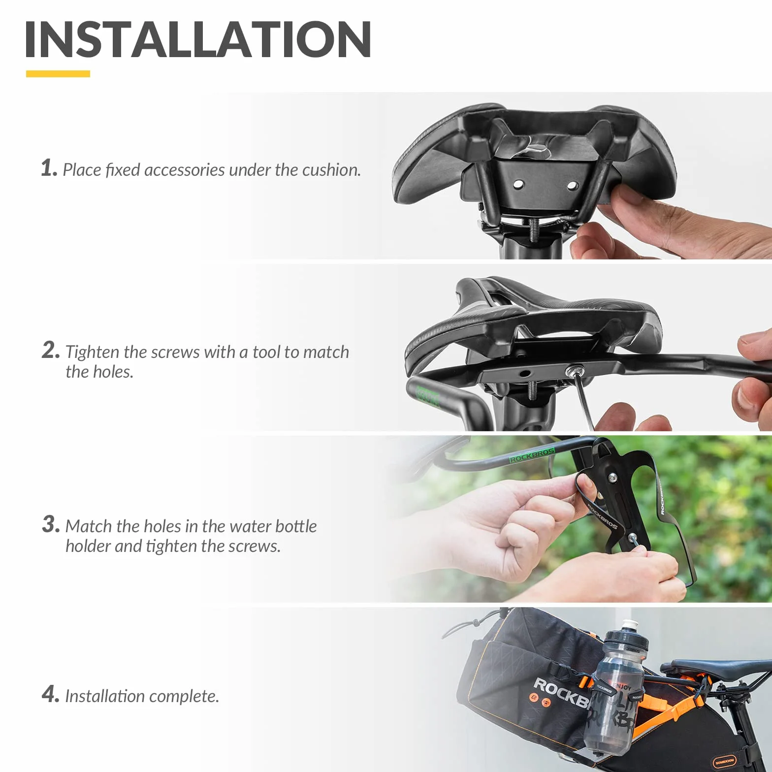 ROCKBROS Support de Porte-Bidon Vélo sous la Selle Porte-Gourde en Alliage d'aluminium pour 2 Bidon Porte-Bouteille Vélo Stable Durable Noir