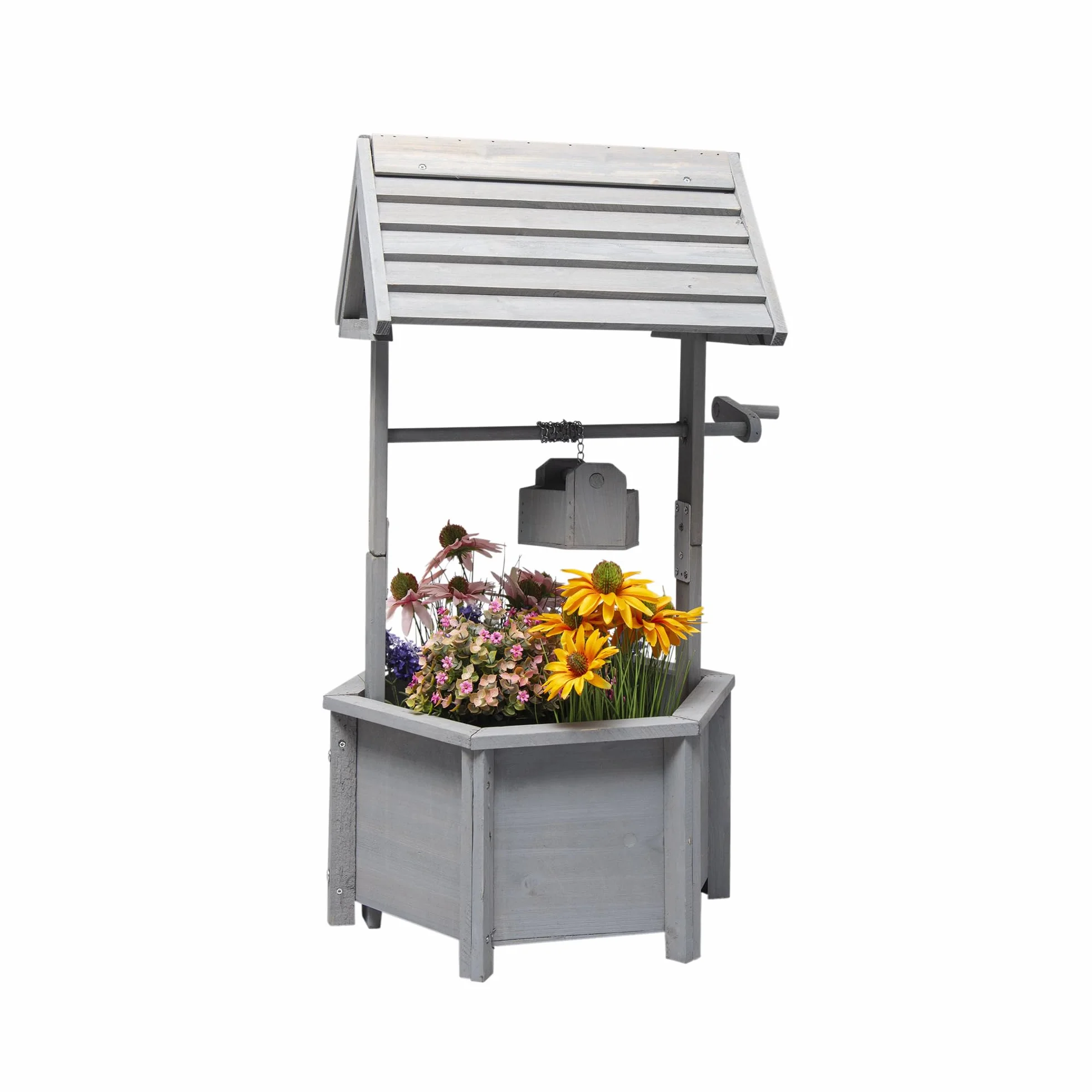 WERKA PRO Puits décoratif en Bois 38x42x82cm