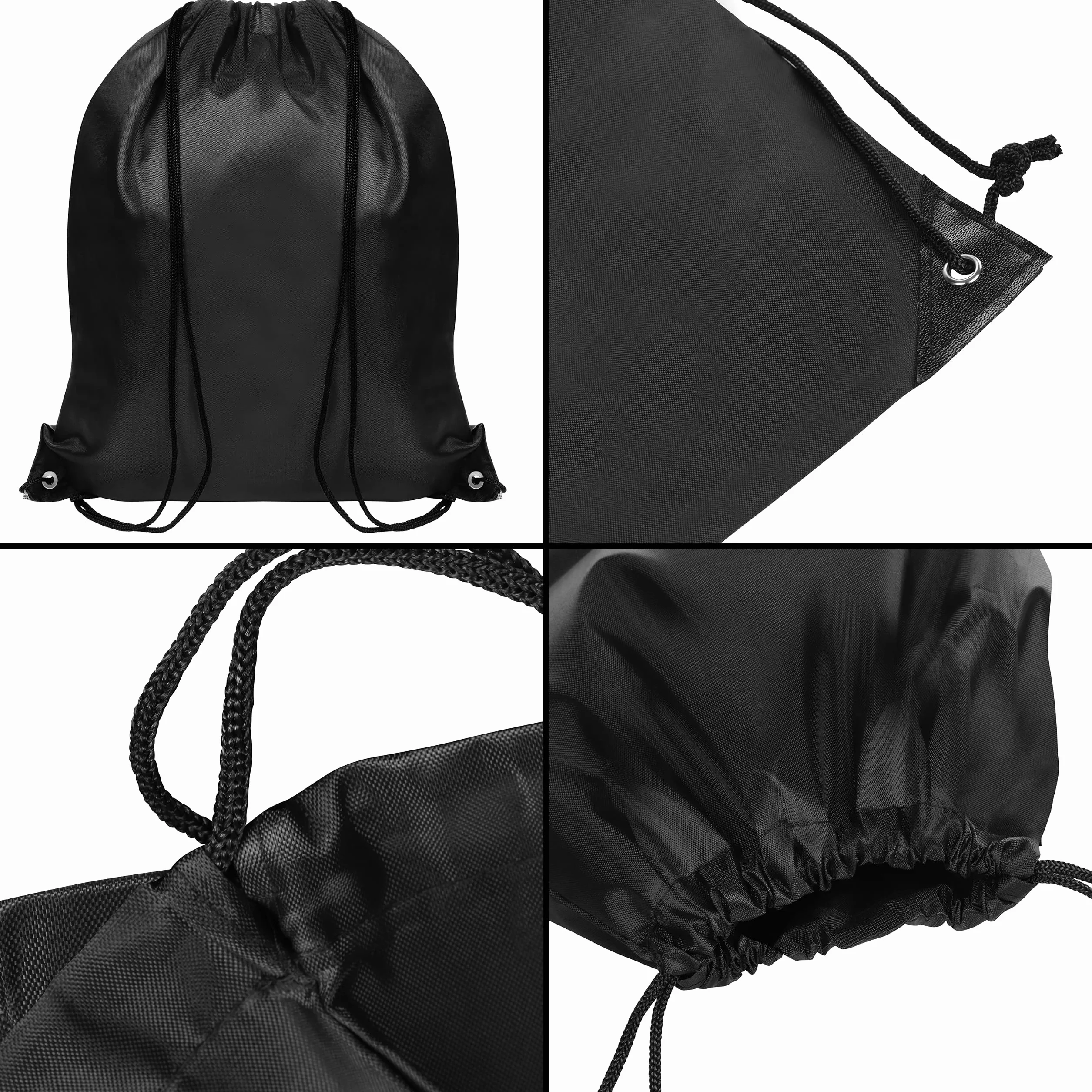BELLE VOUS Sac de Gym à Cordon Noir (Lot de 12) - 42 x 35 cm - Sac a Dos Cordon pour le Sport, le Rangement, les Voyages et la Natation - Gym Sac Unisexe pour Hommes, Femmes, Adultes et Enfants