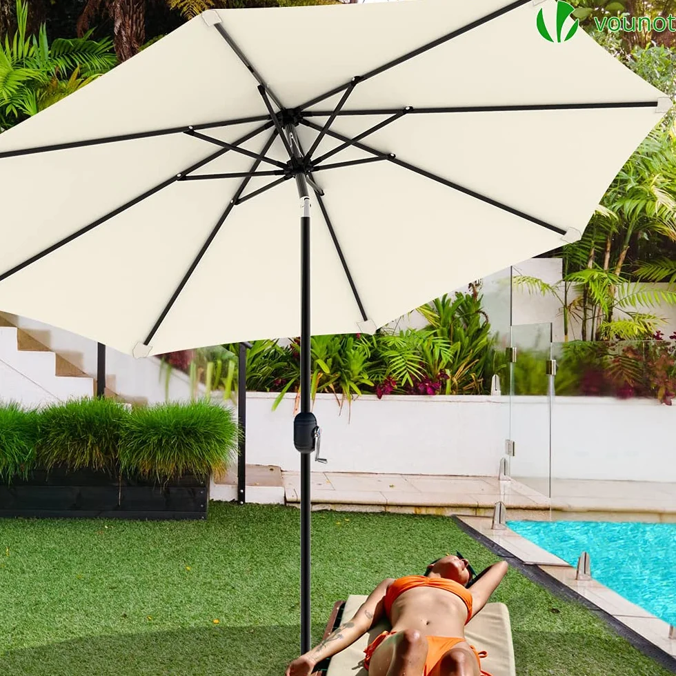 Parasol de Jardin Inclinable 270cm Toile Protection UV Beige