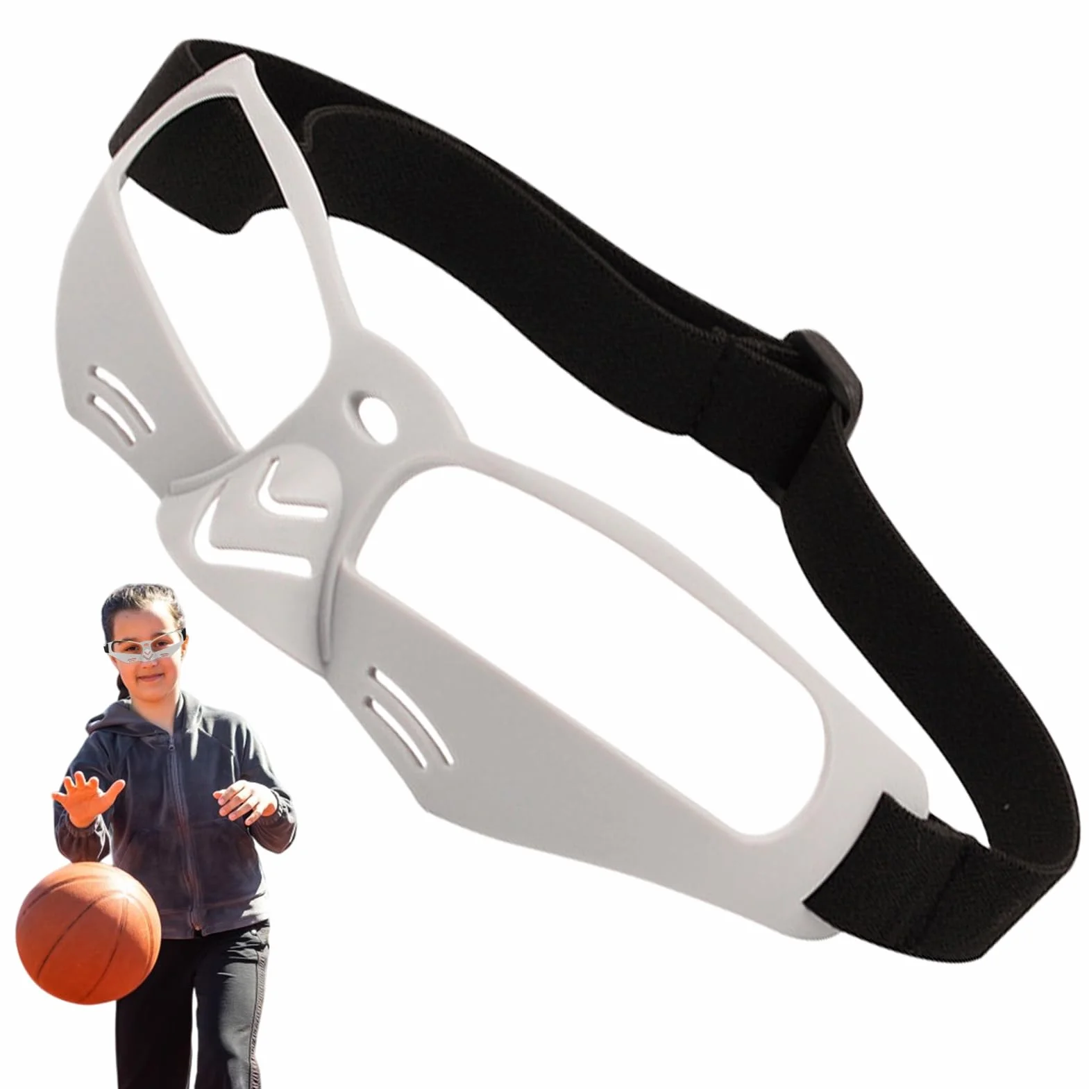 Basketball Goggles, Dribbling Training Glasses, 6.69x2.17in Sports Vision Equipment, Anti-Distraction, Lightweight Youth Basketball
