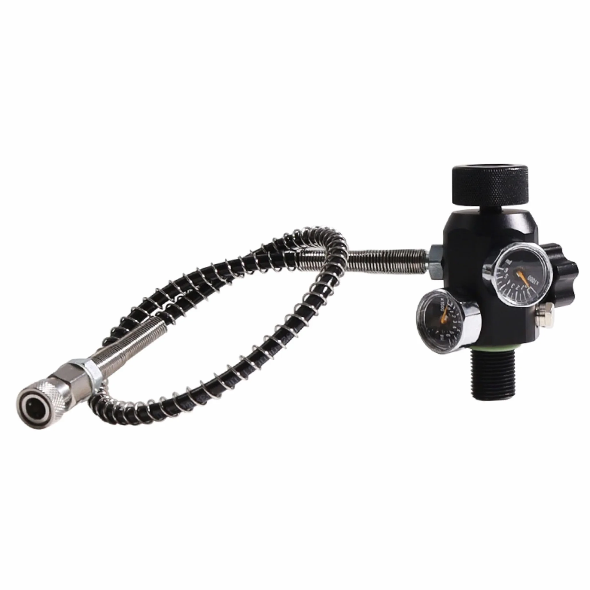 TUXING M18 x 1,5 Filetage 4500 psi Paintball Station de remplissage PCP Régulateur de pistolet à air double jauge Valve de réservoir d'air avec tuyau haute pression de 50,8 cm (non régulé) pour