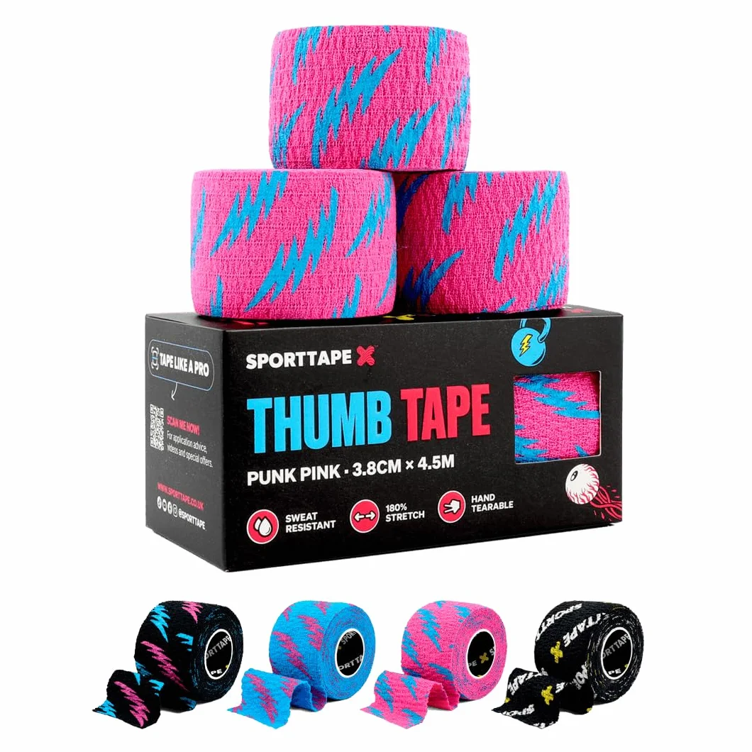 SPORTTAPE 3 Rouleaux Tape Crossfit Hook Grip Strap Doigt Rose Pouce Grip Tape haltérophilie 3,8 cm x 4,5 m