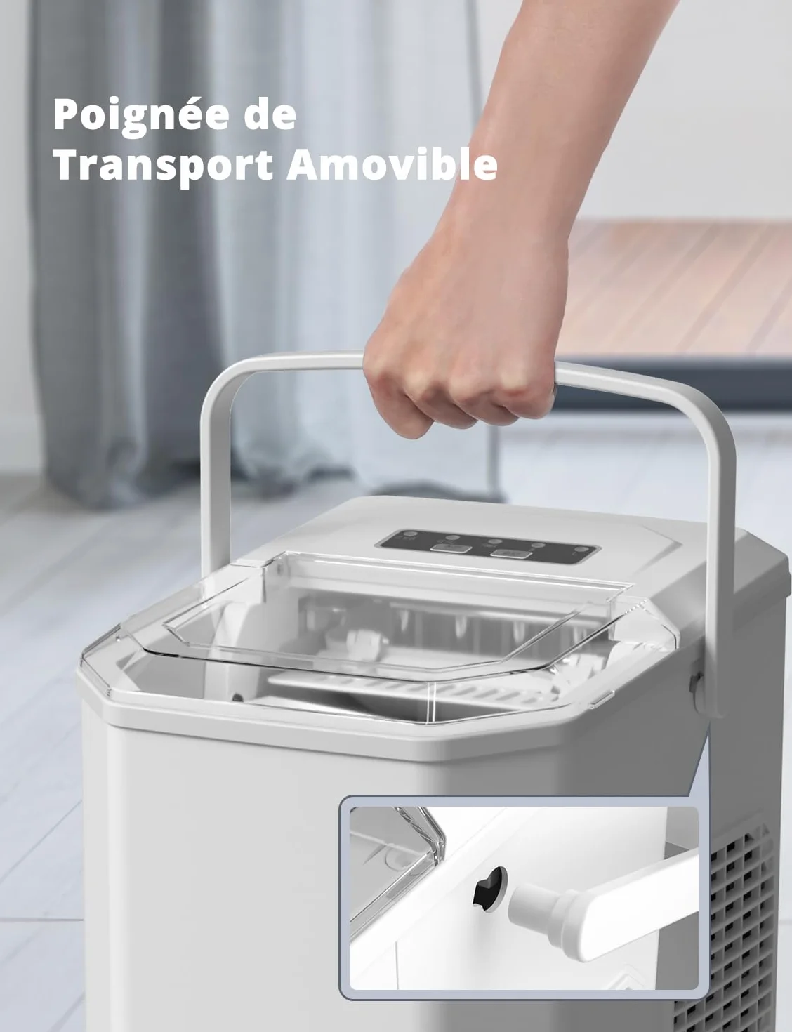Machine à Glaçons 12kg/24h 9 Glaçons 6-8 Min Blanc avec Autonettoyante