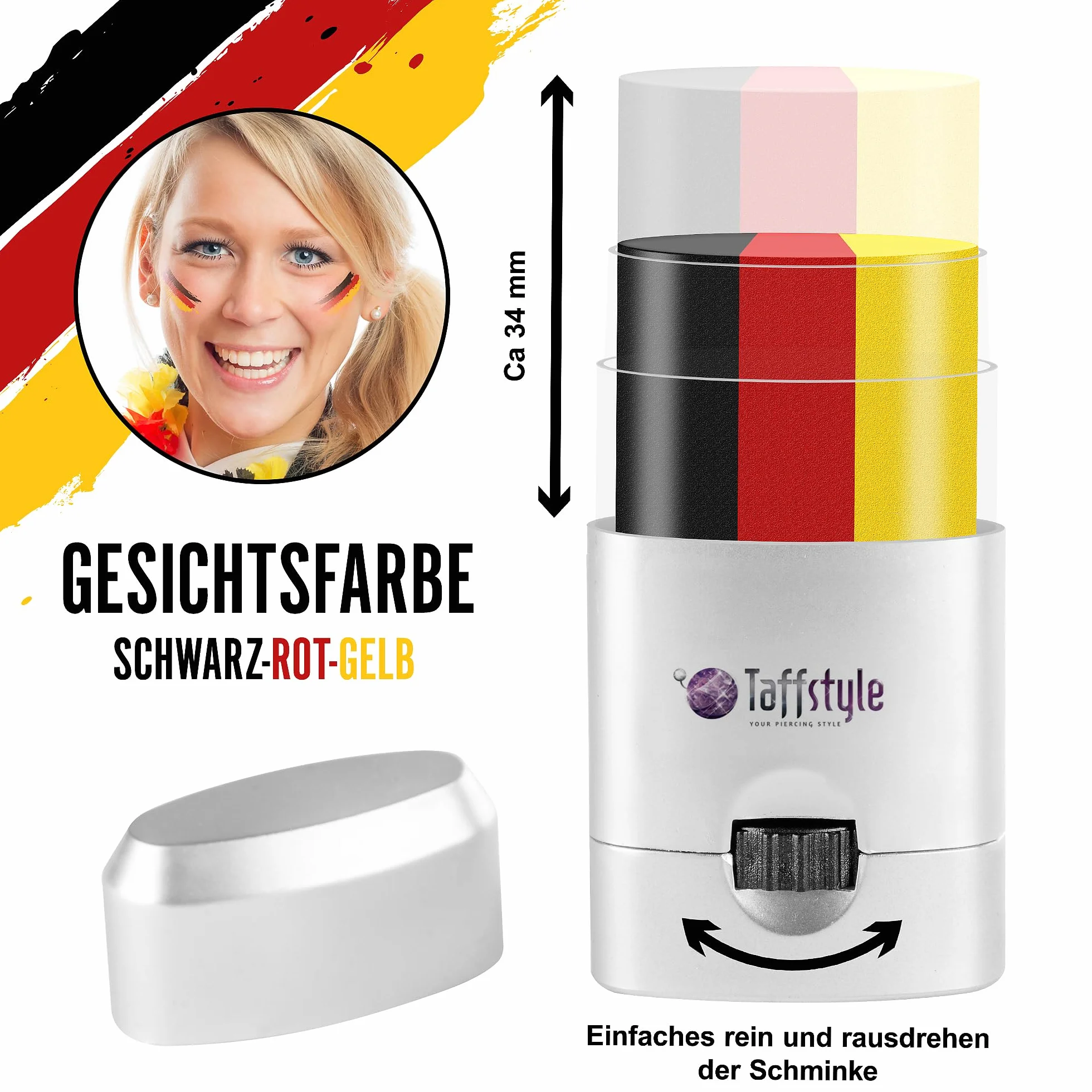 Taffstyle Set de crayons de maquillage pour fan de l'Allemagne