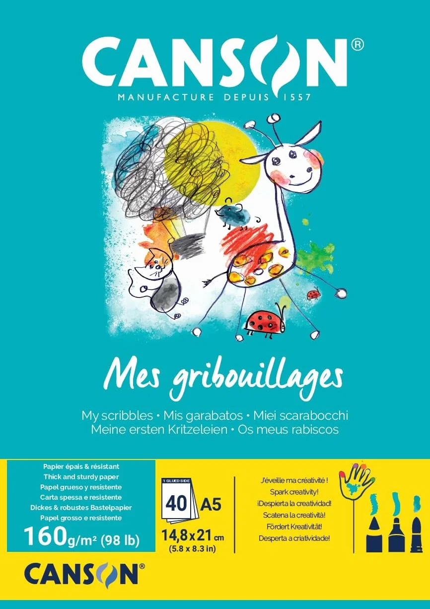 CANSON Mes Premiers Gribouillages Bloc A4 40 feuilles 160g/m²
