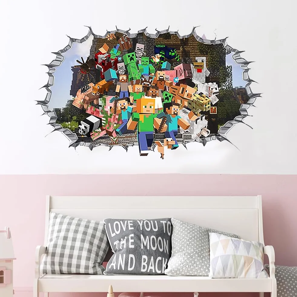 Autocollants Muraux Enfants Gamer 3D, Sticker Mural Garçon Dortoir - Décoration Chambre