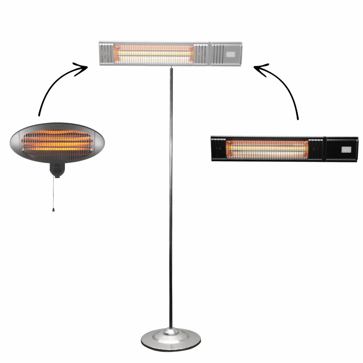 HOME It Support de sol réglable pour chauffage de terrasse 52-188,5 cm Tube acier robuste