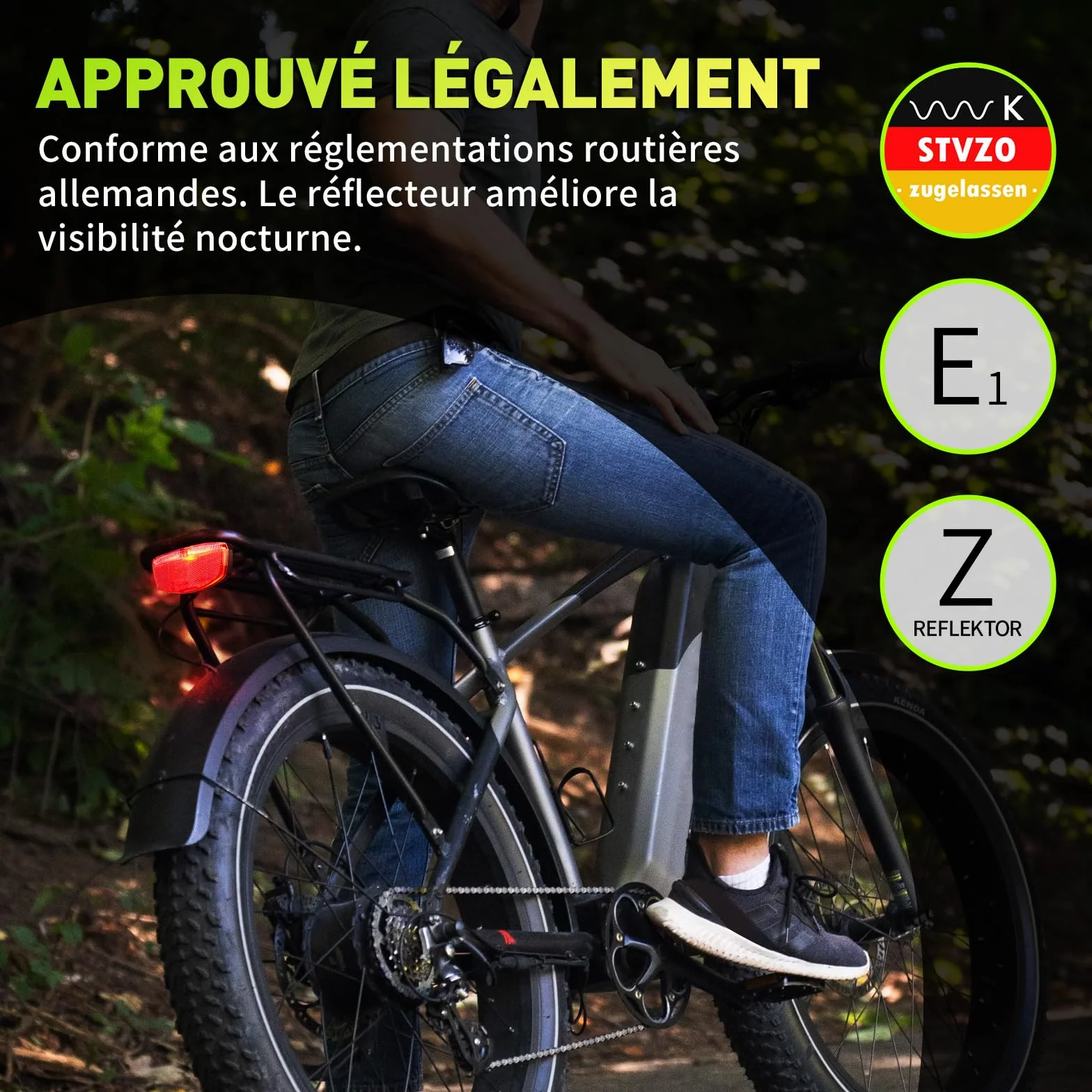 Feu arrière vélo COCOLUMEN LED 220-240° Large Faisceau, IPX4/5, 6-60V vélo électrique/vélo, StVZO