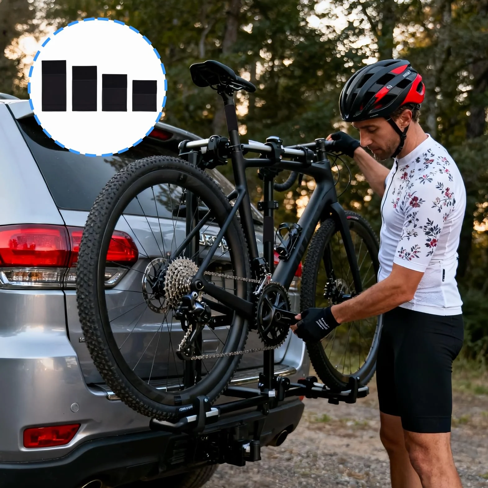 Protection de Cadre de vélo avec 4 Tailles, Protection Cadre Velo pour VTT/Vélo Électrique/Course, Compatible Porte-Vélos Thule & Attelage, Accessoire Transport Sécurisé