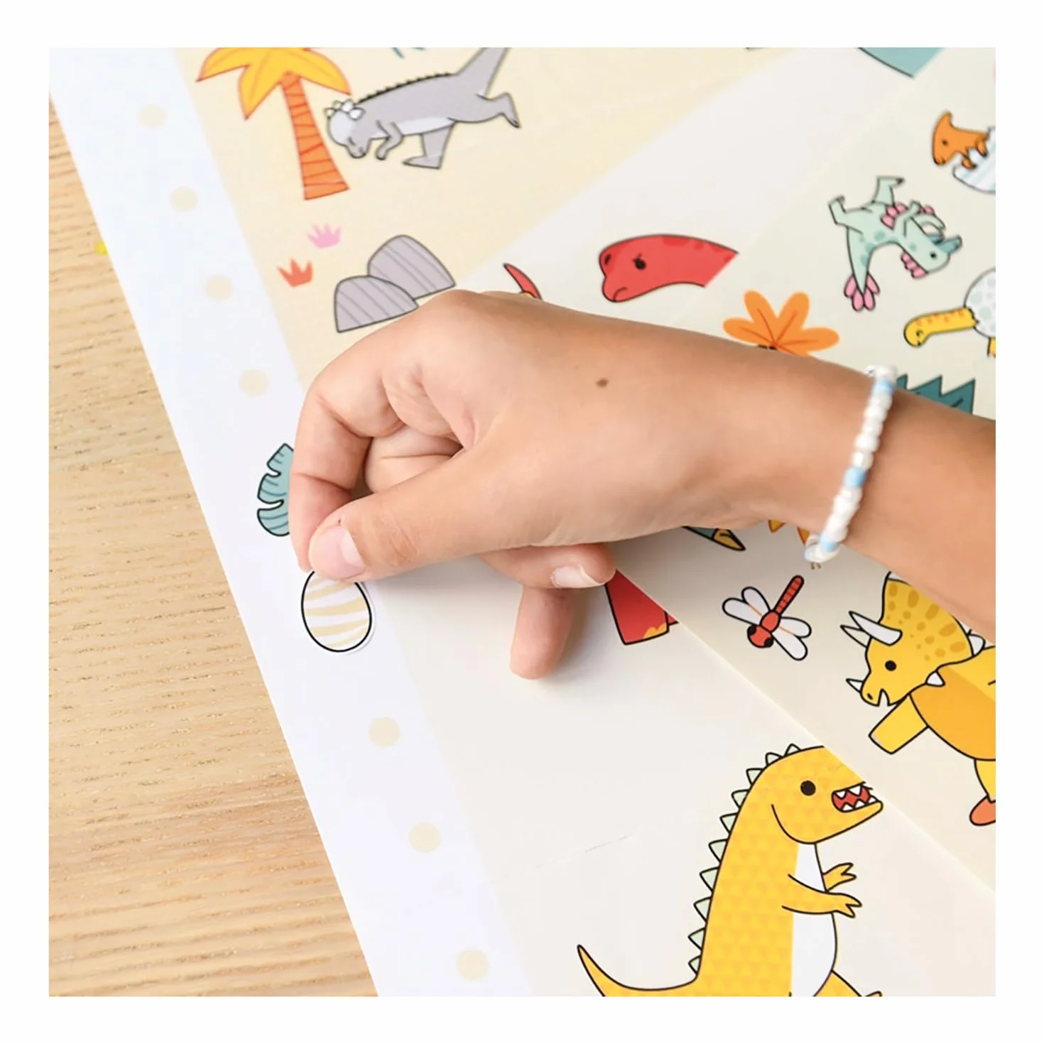 POPPIK Poster créatif Dinosaure avec Autocollants Amovibles Kit d'autocollants pour Enfants 46 x 68 cm