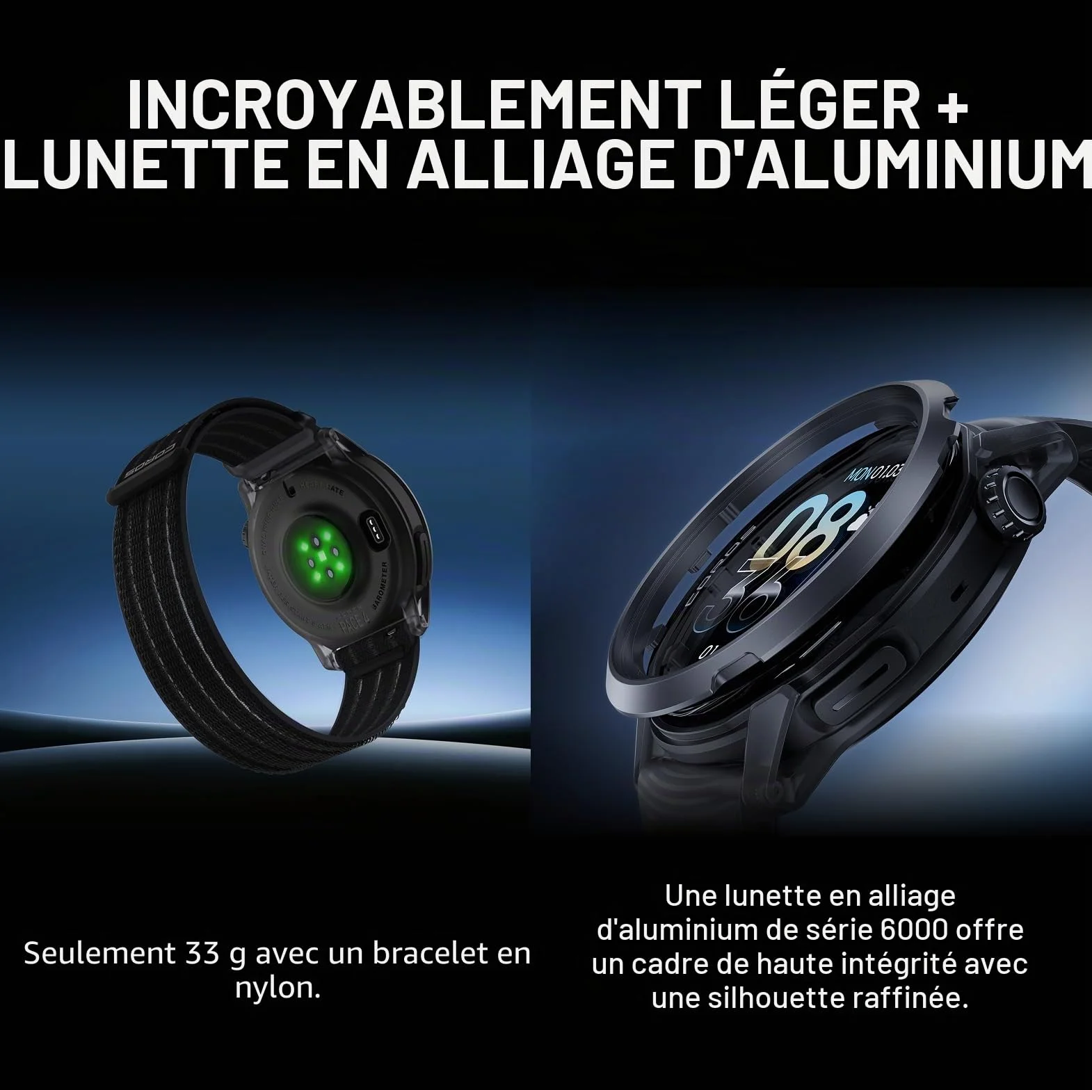 COROS Pace 4 Montre Sport Ultralégère Écran Tactile AMOLED 1,2" 19 Jours Autonomie Running GPS Précis Cardiofréquencemètre