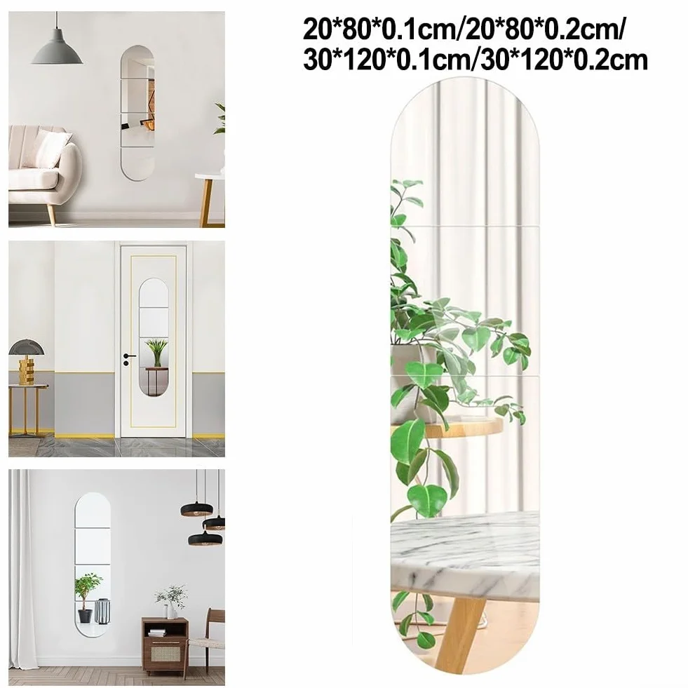 Lot de 4 miroirs autocollants en acrylique - Flexibles et incassables - 20 cm/30 cm - Forme ronde et carrée