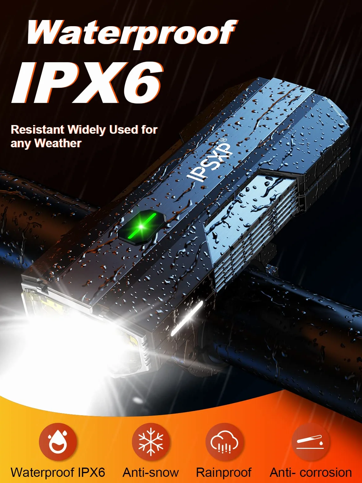 IPSXP Lumiere Velo, 14+ Heures Temps d'endurance & IPX5/6 Étanchéité, Power Bank Function, Chargement USB Eclairage Velo Avant et Arriere, 5 Modes, Convient à Tous Les Types de vélos