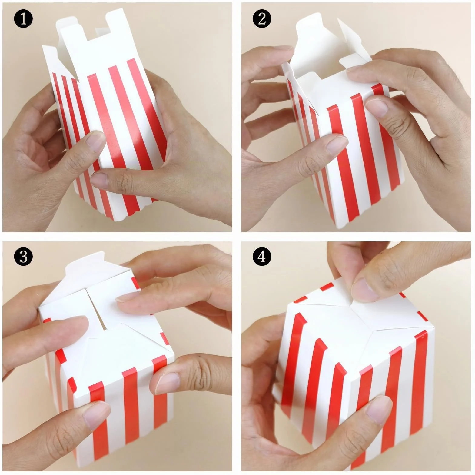 Boîtes à Popcorn Rétro 50 Pièces 5 Couleurs Carton pour Anniversaires Soirées Cinéma