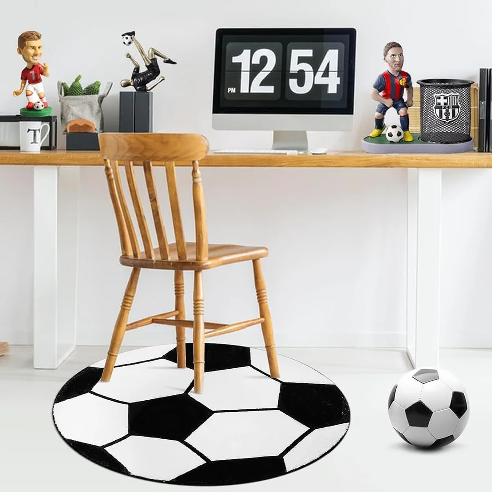 Tapis de Football Rond Antidérapant 60x60cm pour Chambre Enfants Salon