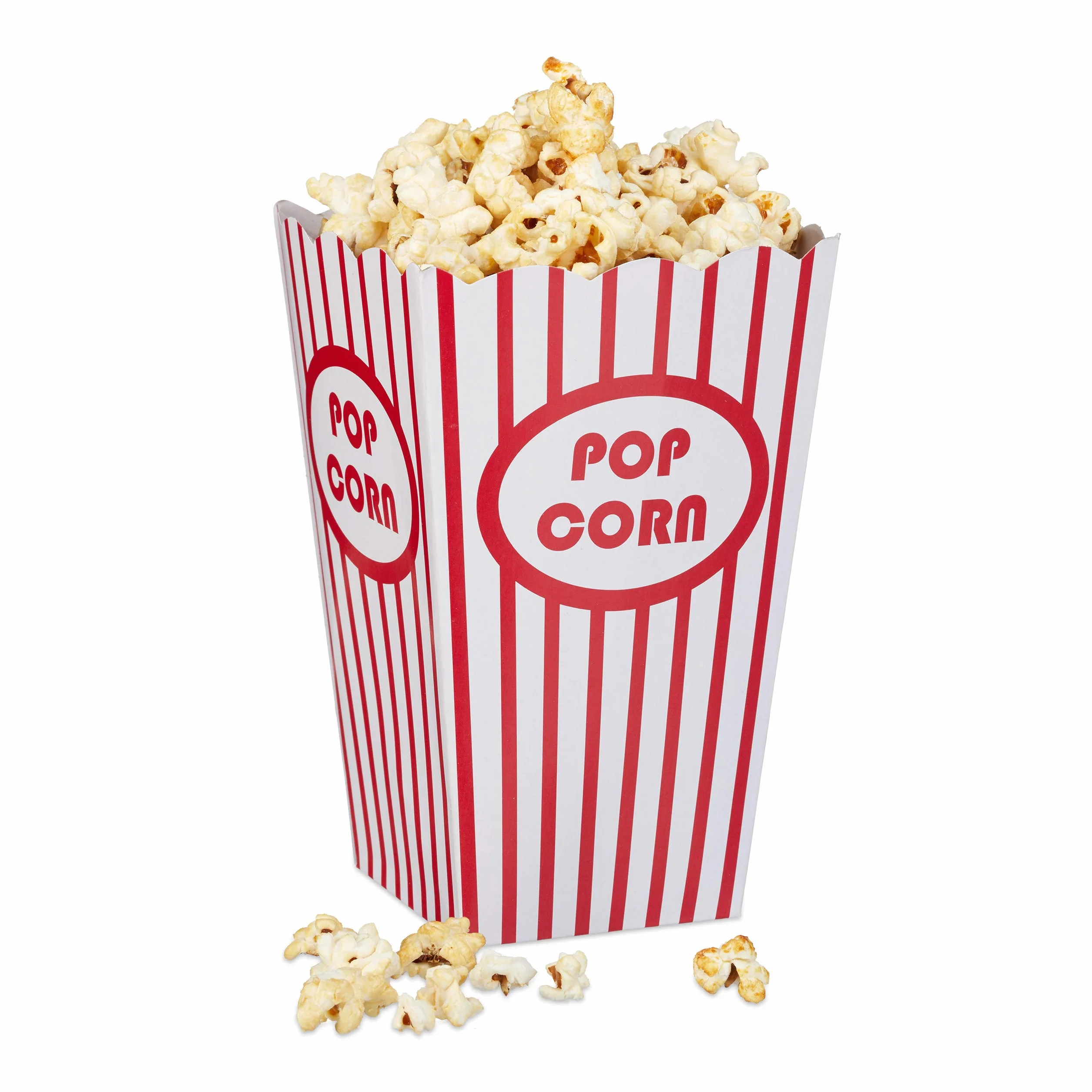 Relaxdays Boîtes à Pop-Corn Lot de 48, Carton Blanc-Rouge, Rétro