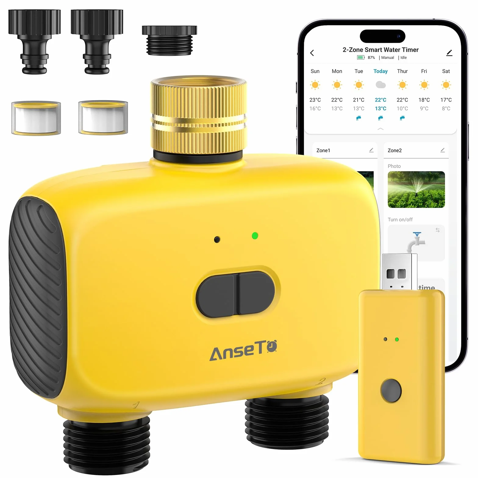Programmateur Arrosage Automatique WiFi 2 Sorties Jardin Irrigation Intelligent Hub