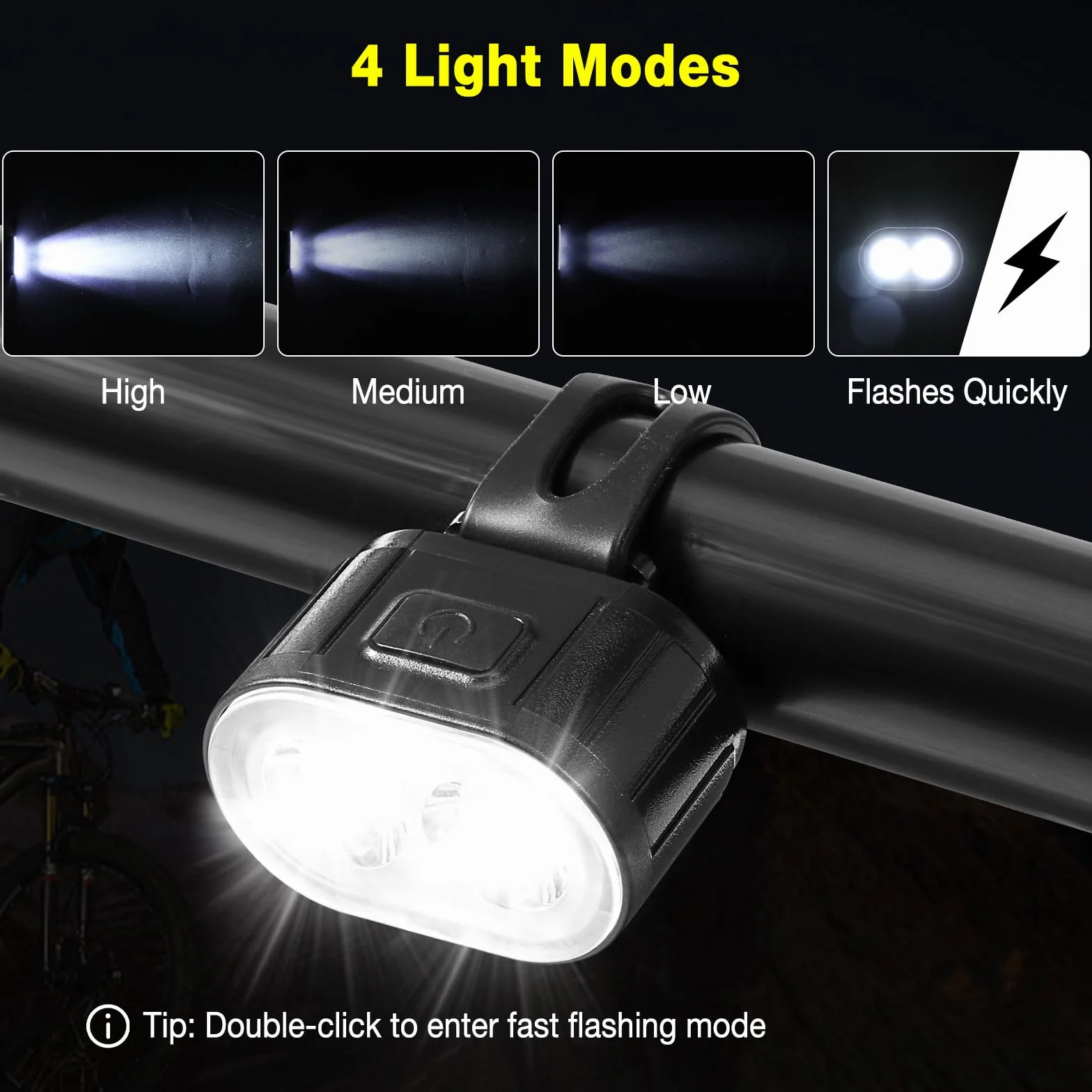 Oderra Lumiere Velo, Lampe Velo LED Puissantes Rechargeable USB, Forte Autonomie de La Batterie avec Modes Clignotement ou Fixe Étanche IPX4 Lumière Velo, Feux Avant et Arrière pour Vélos VTT