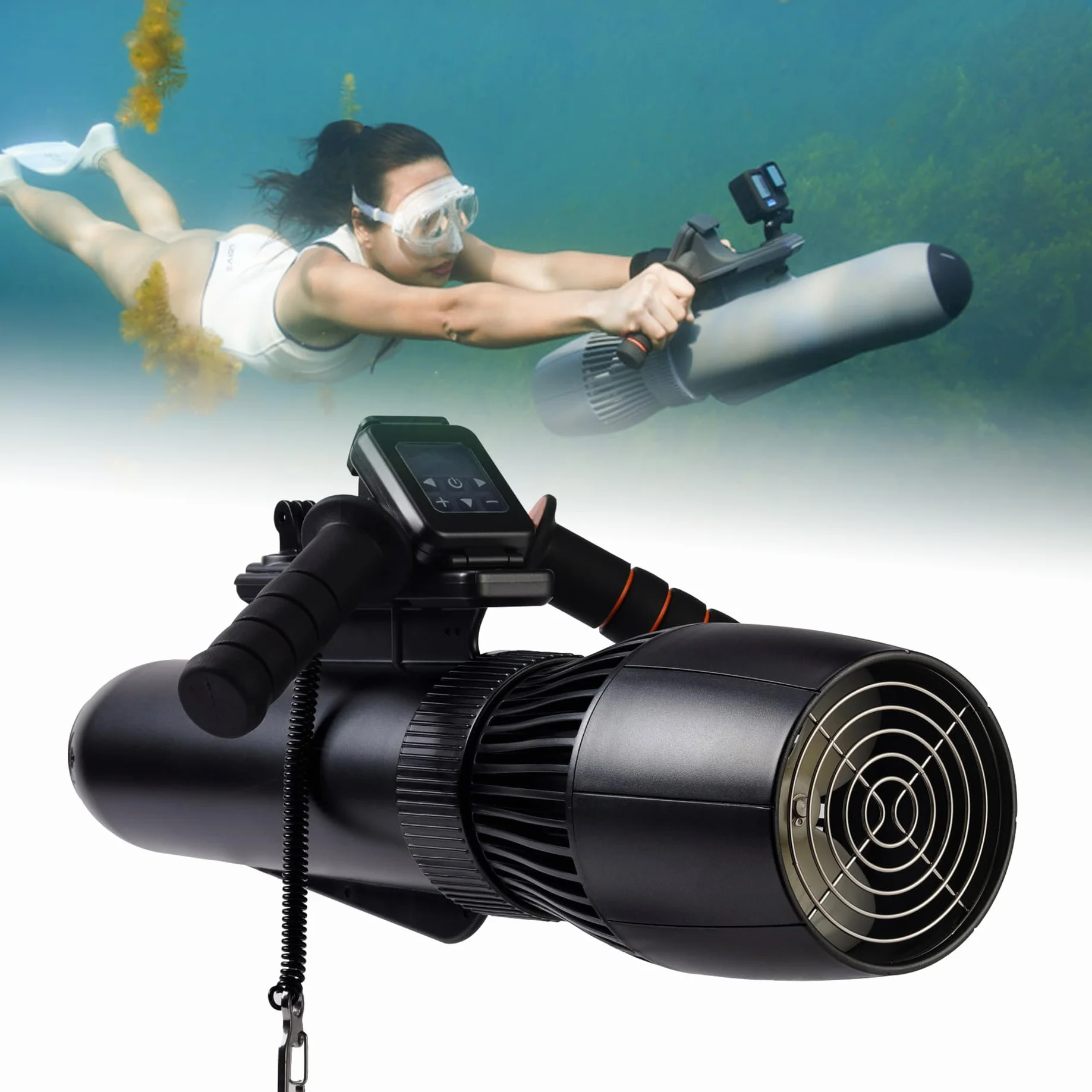 Scooter sous-marin, booster sous-marin 500 W, vitesse 2 M/S, batterie au lithium, matériau en alliage d'aluminium, propulseurs portables à double hélice pour la plongée, la natation et la plongée