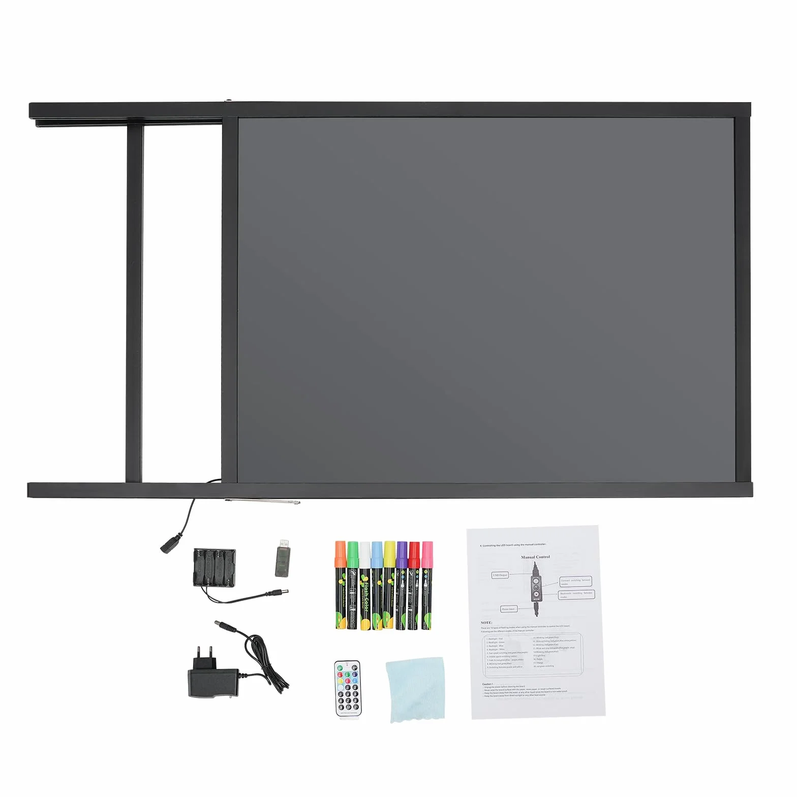 Tableau d'écriture LED sur pied 60 x 80 cm, lumineux, effaçable, 11 modes, télécommande
