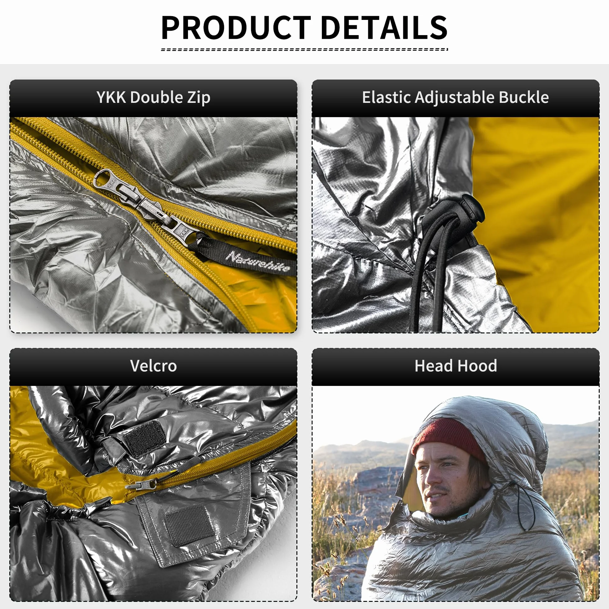 Naturehike Sac de Couchage en Duvet Ultra léger 650 FP 4 Saisons pour Camping Randonnée Voyage