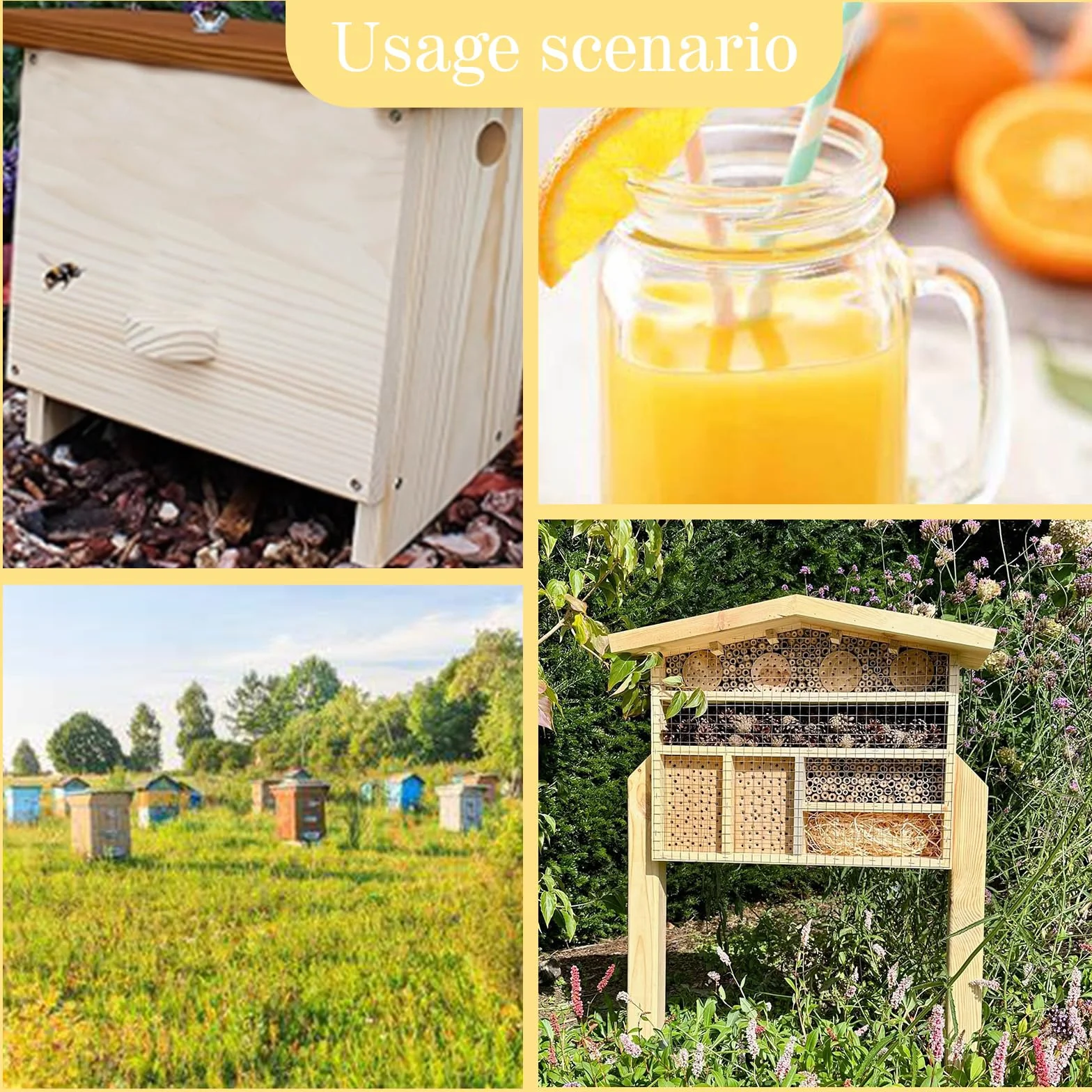 Kit Hôtel à Insectes 300 Pièces 20 cm Paille de Blé Naturelle pour Abeilles Papillons